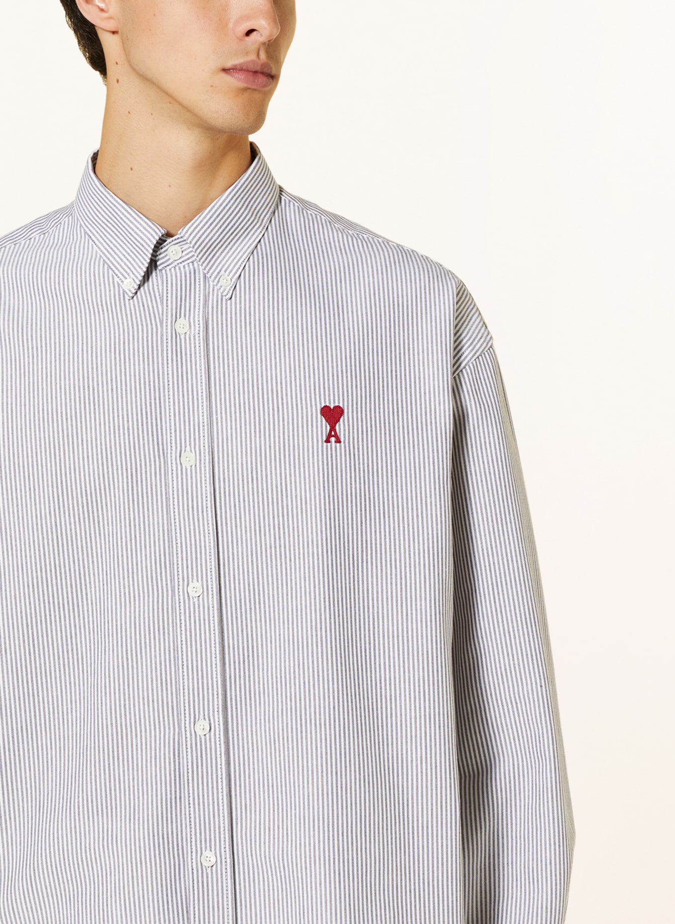 AMI PARIS Shirt comfort fit, Color: GRAY/ WHITE (Image 4)