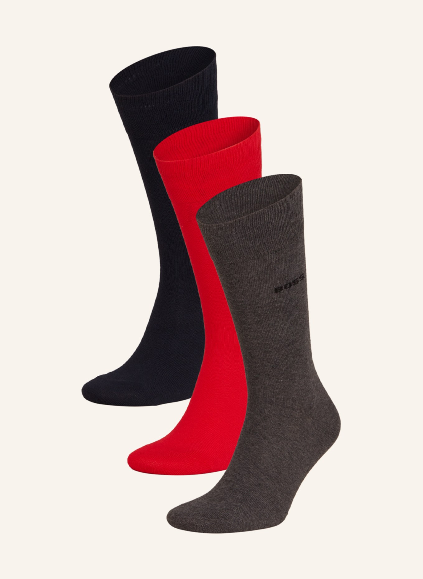 BOSS Ponožky, 3 páry, v dárkové krabičce, Barva: 640 OPEN RED (Obrázek 1)