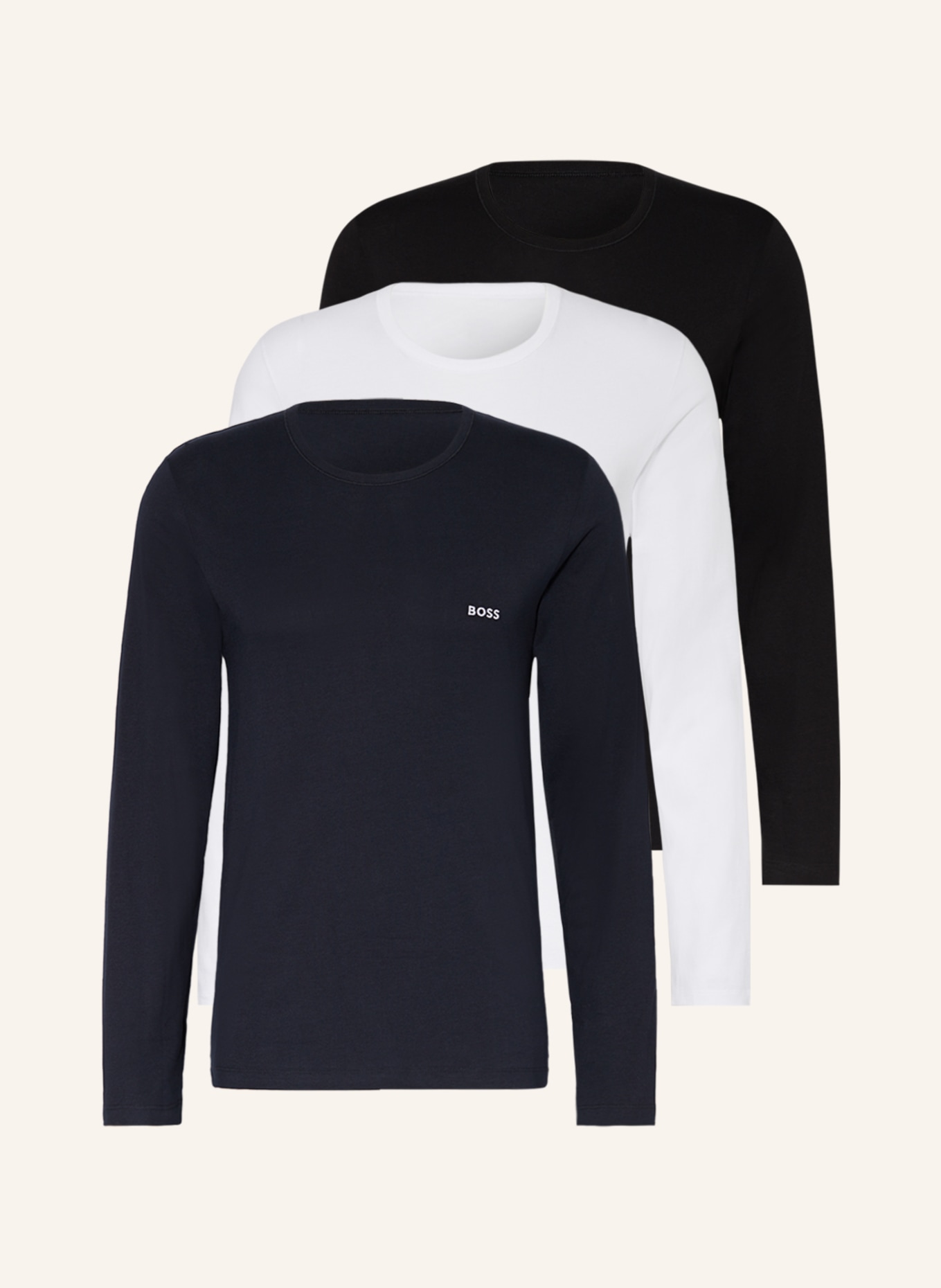 BOSS 3-pack long sleeve shirts, Color: BLACK/ WHITE/ DARK BLUE (Image 1)