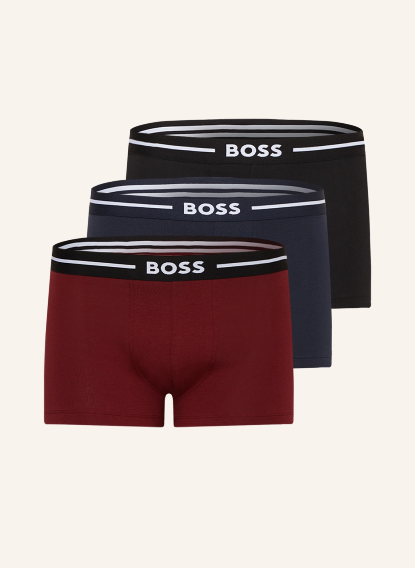 BOSS Bokserki BOLD, 3 szt., Kolor: GRANATOWY/ CZARNY/ CIEMNOCZERWONY (Obrazek 1)