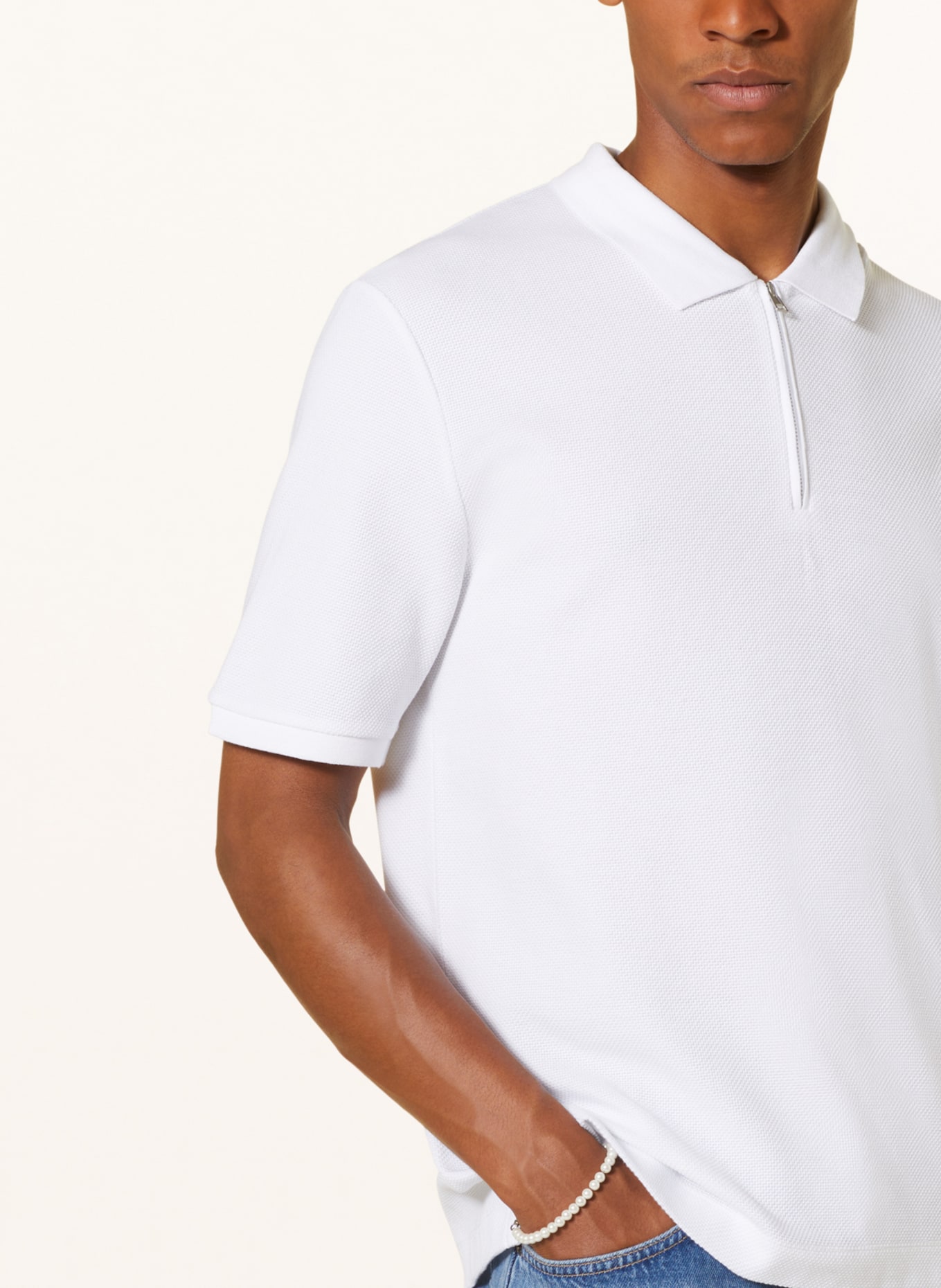 COS Piqué polo shirt regular fit, Color: WHITE (Image 4)
