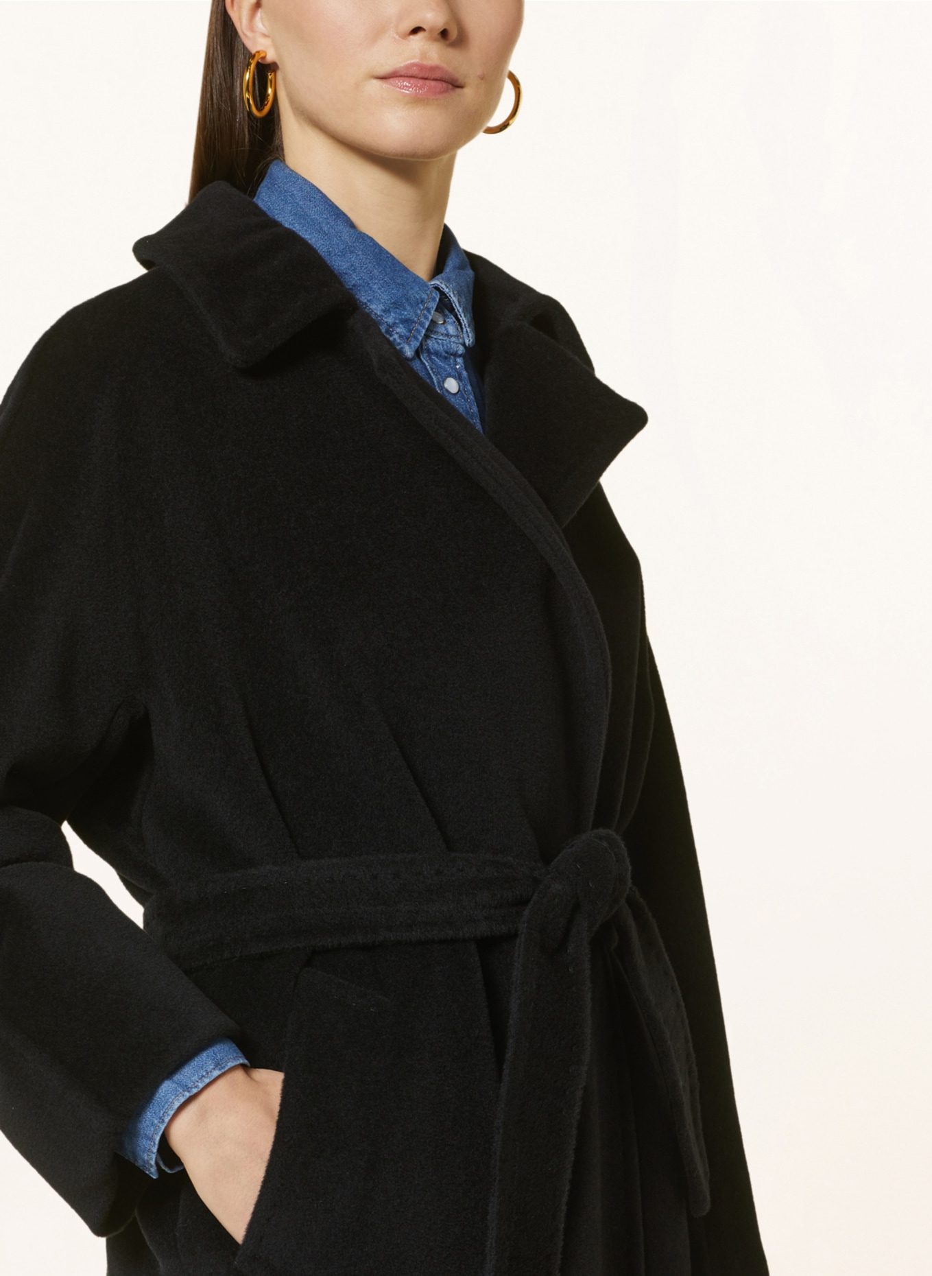 MARELLA Vlněný kabát, Barva: ČERNÁ (Obrázek 4)