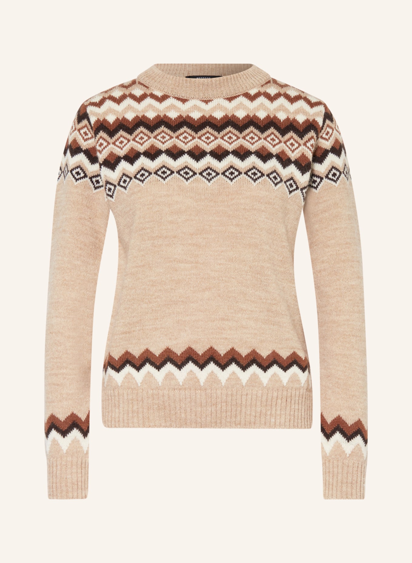 WEEKEND MaxMara Sweater EDICOLA with alpaca, Color: BEIGE/ LIGHT BROWN/ BLACK (Image 1)