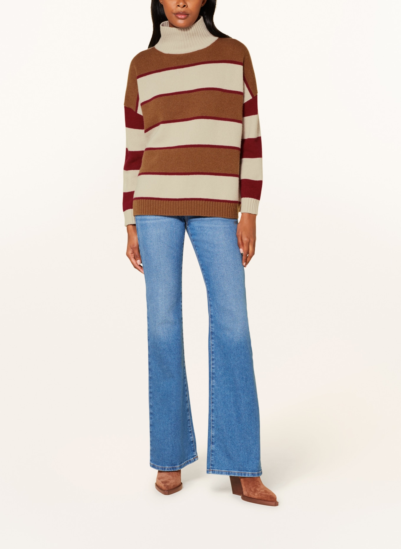 WEEKEND MaxMara Sweater BENITO, Color: CREAM/ COGNAC/ DARK RED (Image 2)