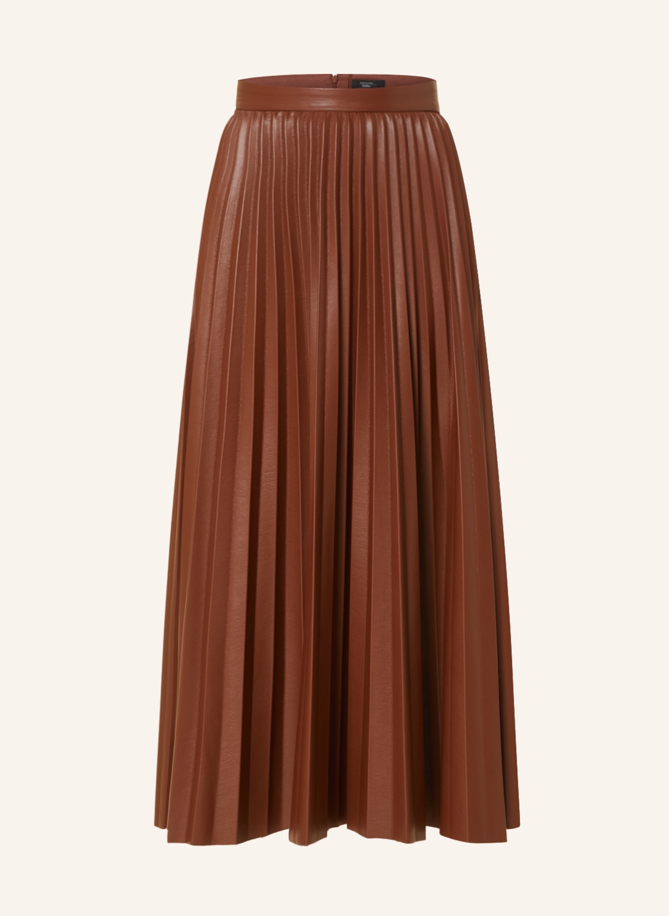 WEEKEND MaxMara Plisovaná sukně OSIRIDE v koženém vzhledu, Barva: HNĚDÁ (Obrázek 1)