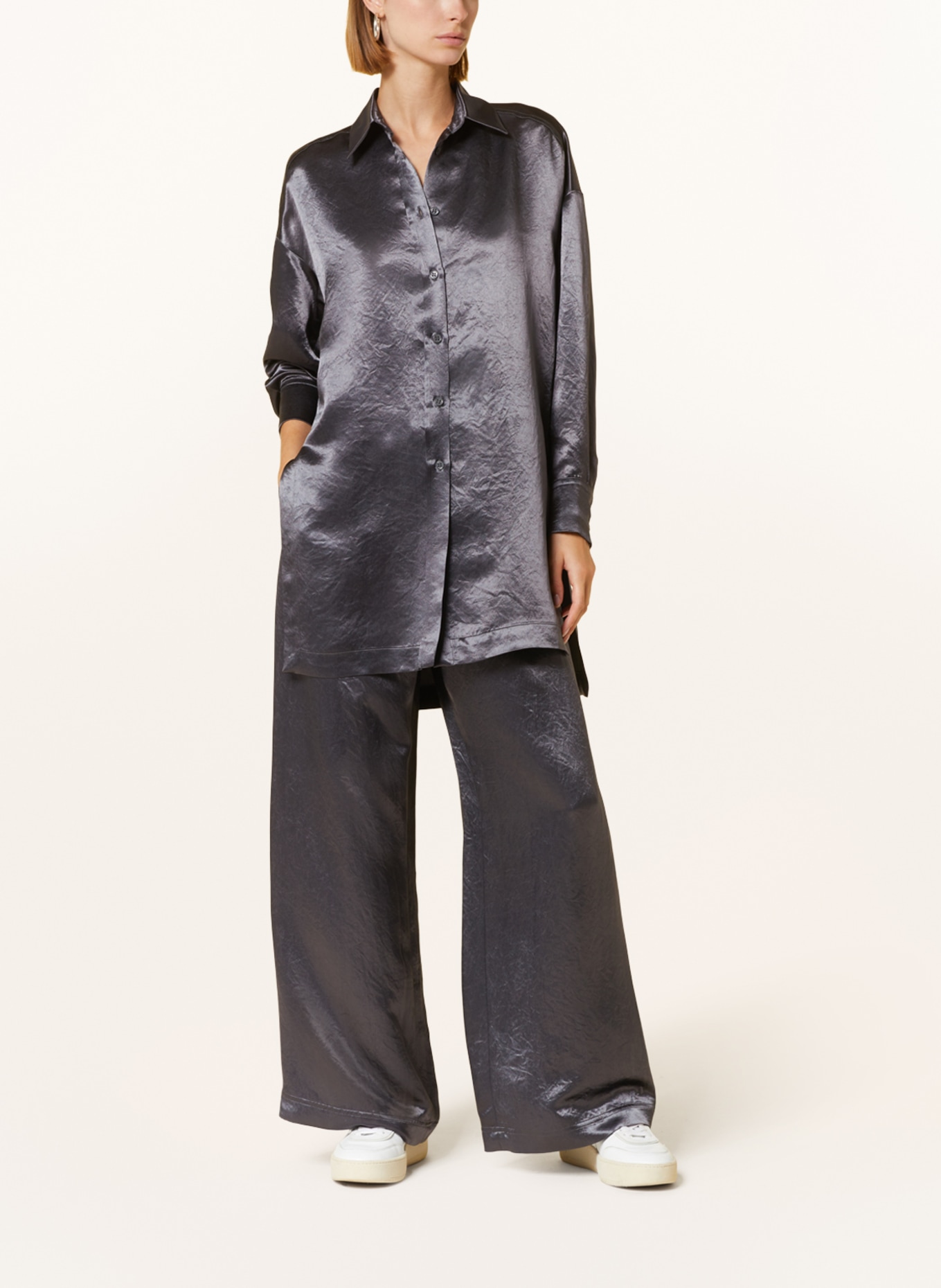 MaxMara LEISURE Satin blouse BACIO, Color: DARK GRAY (Image 2)