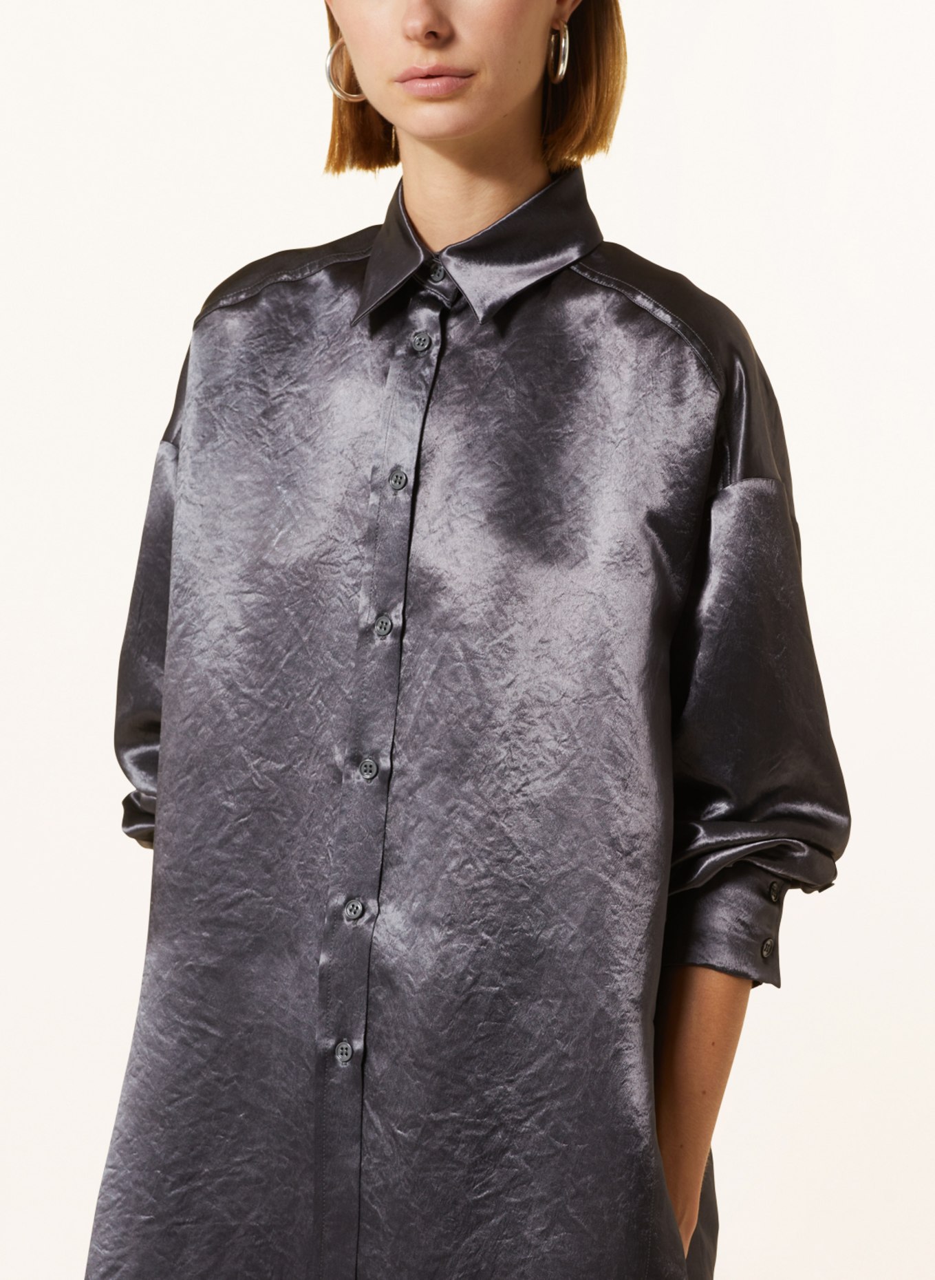 MaxMara LEISURE Satin blouse BACIO, Color: DARK GRAY (Image 4)