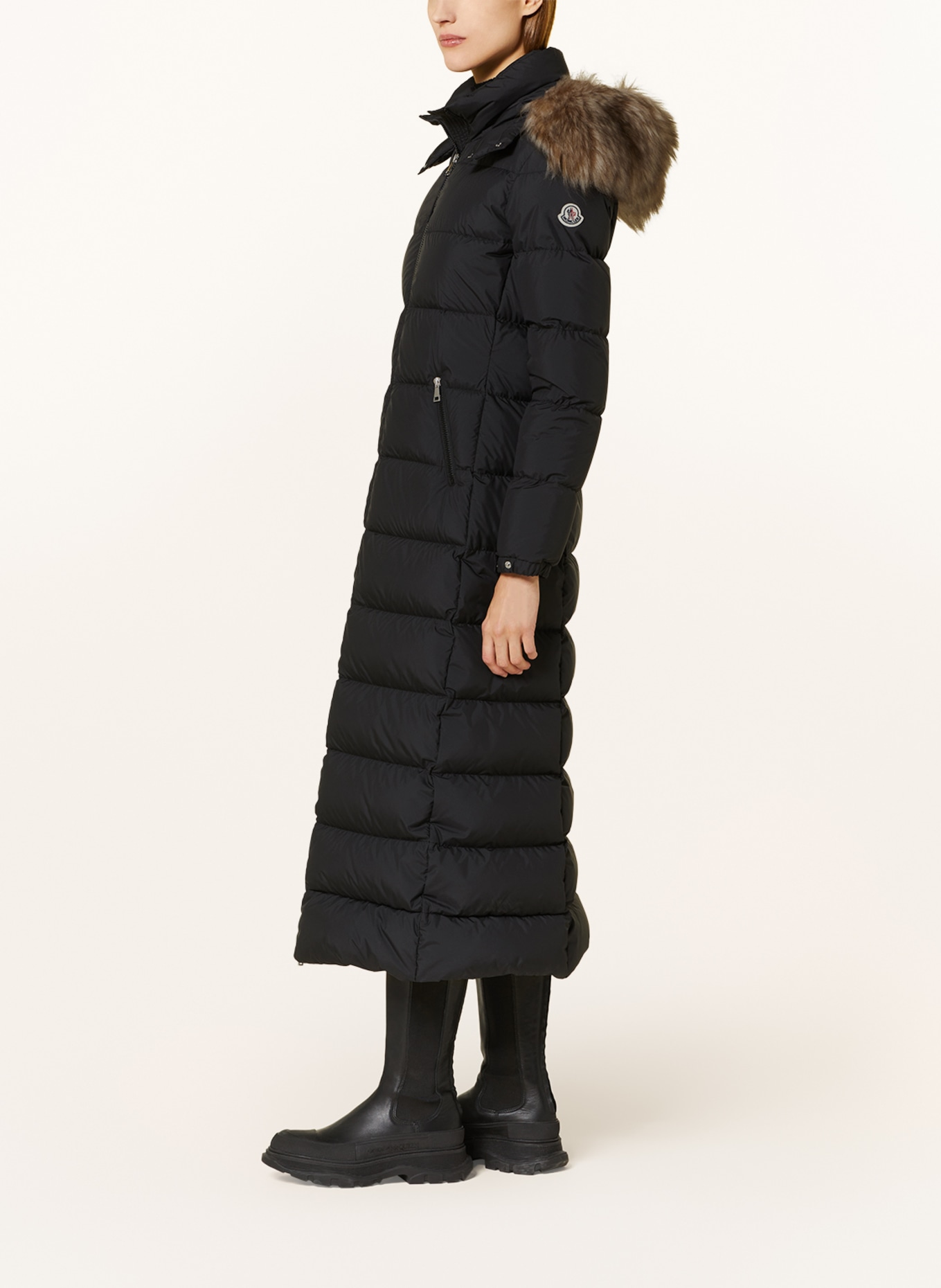 MONCLER Down coat FUDSON with detachable faux fur in black