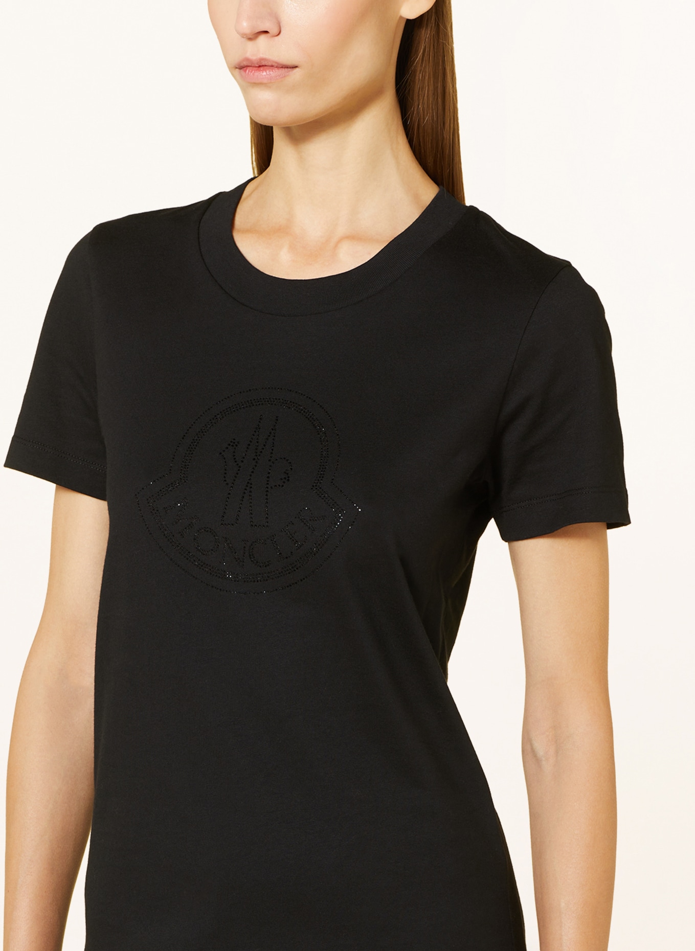 MONCLER T-Shirt mit Schmucksteinen, Farbe: SCHWARZ (Bild 4)