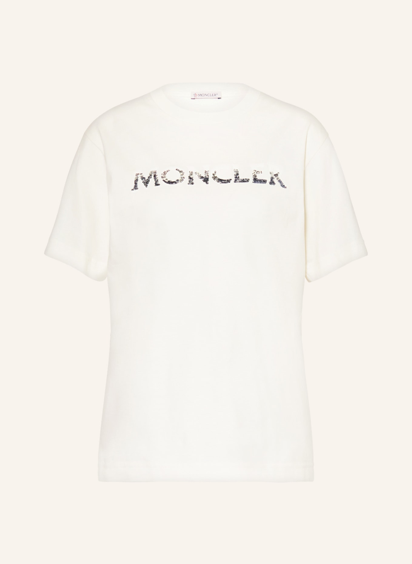 MONCLER T-shirt z cekinami, Kolor: ECRU (Obrazek 1)