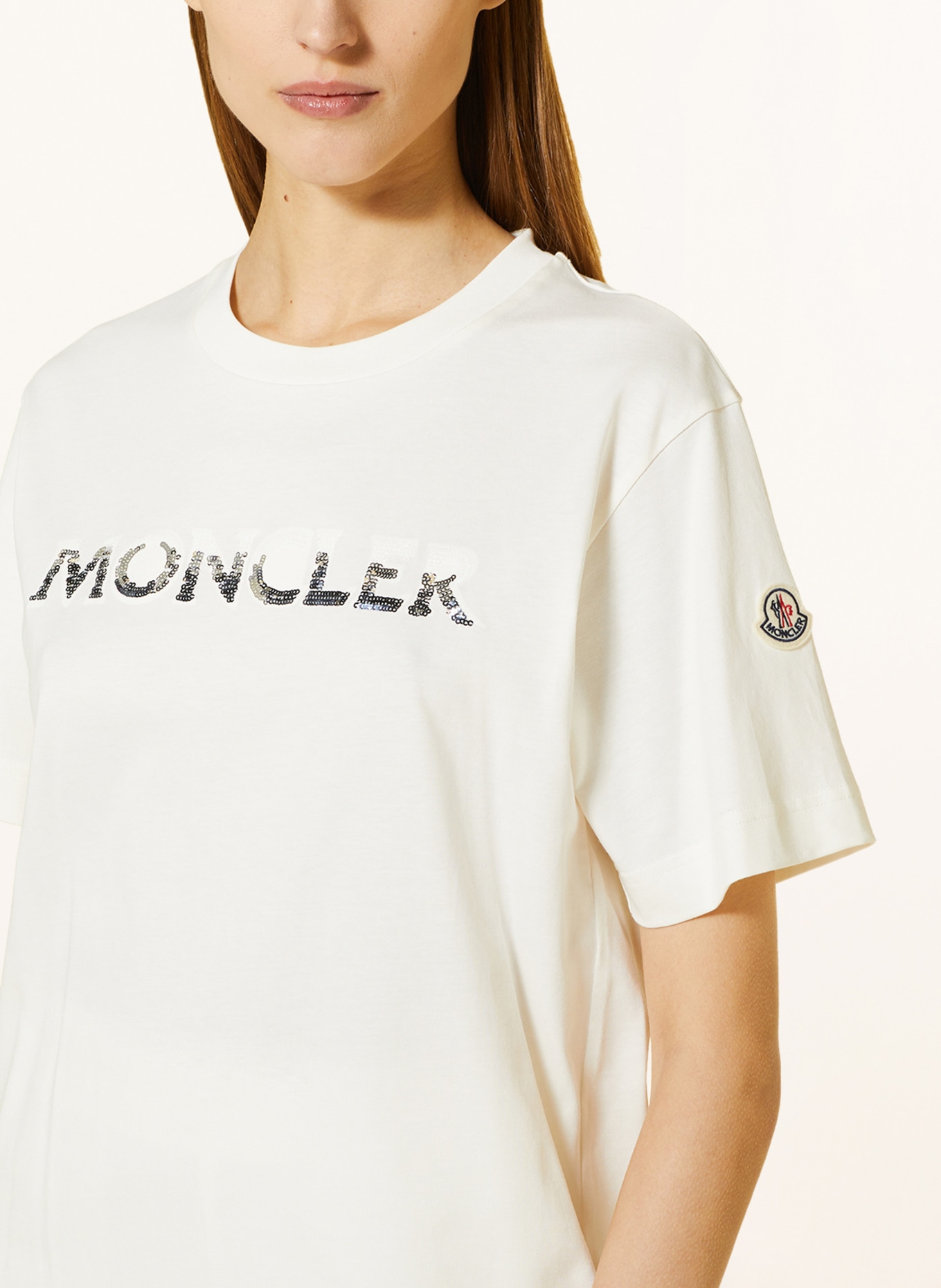 MONCLER T-shirt with sequins, Color: ECRU (Image 4)
