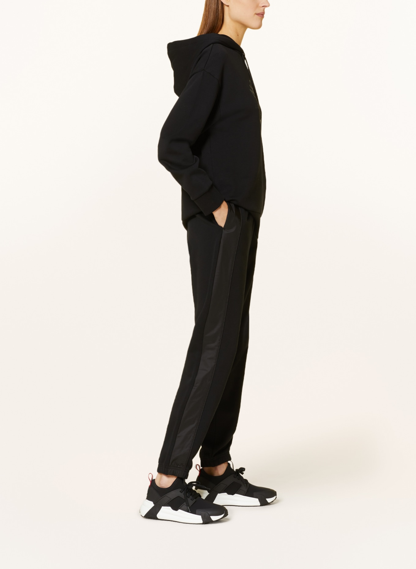 MONCLER Sweatpants with tuxedo stripe, Color: BLACK (Image 4)