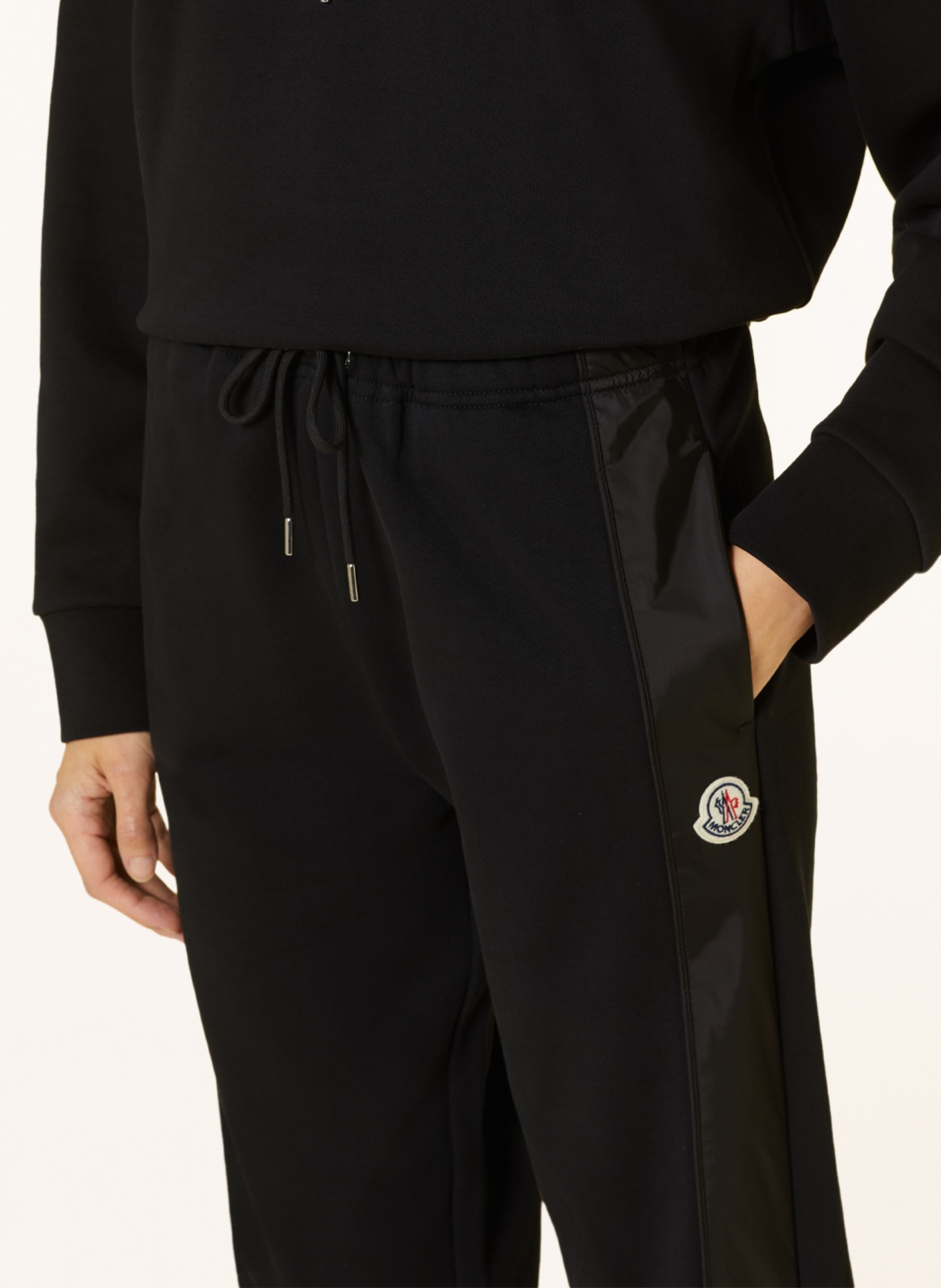 MONCLER Sweatpants with tuxedo stripe, Color: BLACK (Image 5)