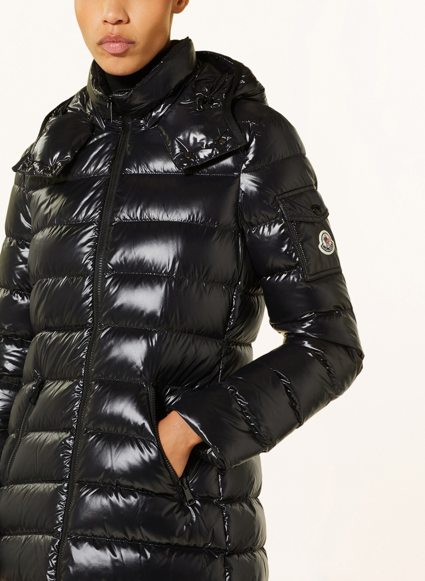 MONCLER Down jacket MOKA with removable hood, Color: BLACK (Image 5)