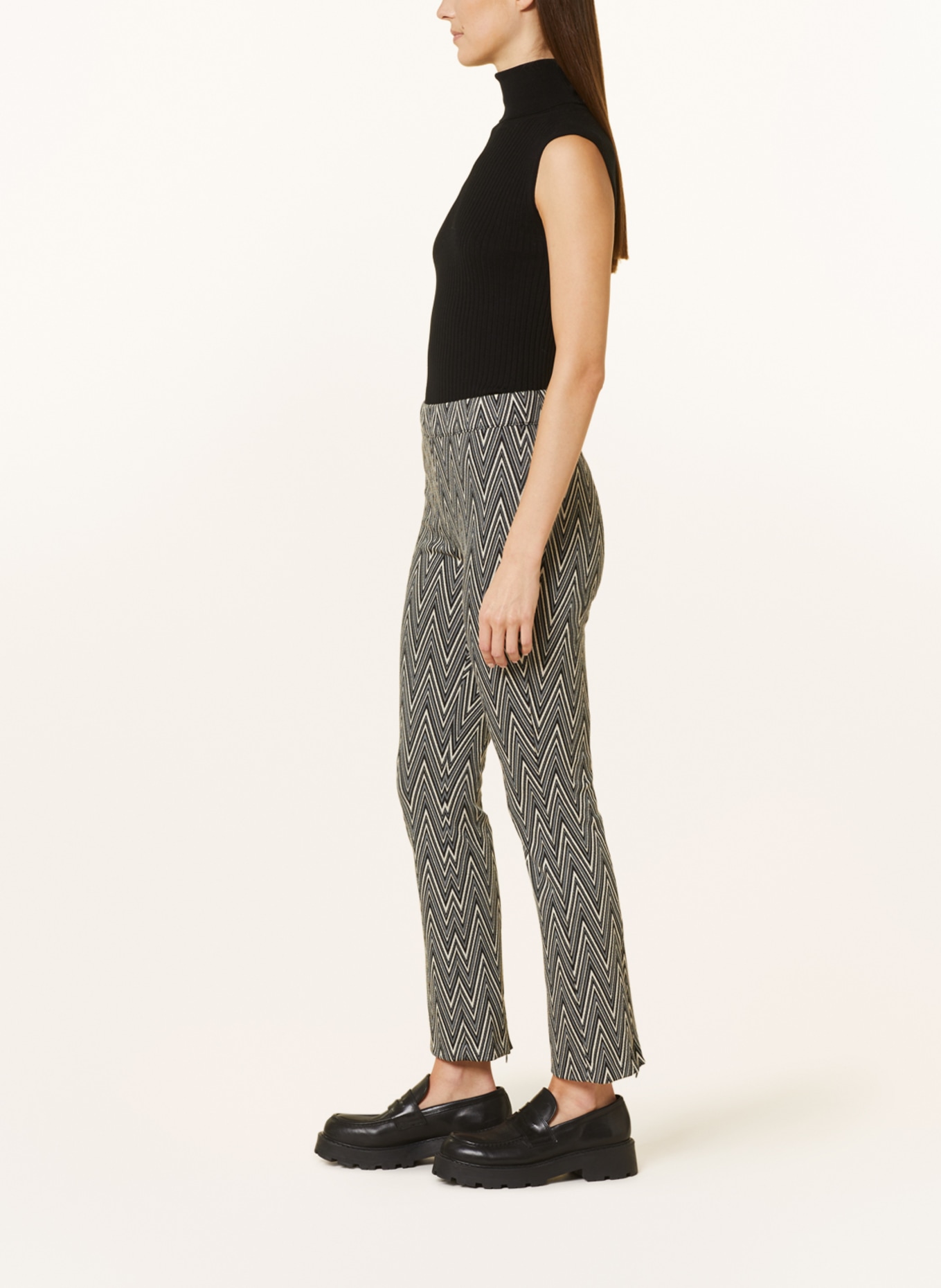 BRAX Jersey trousers MALOU S, Color: BLACK/ WHITE/ GRAY (Image 4)