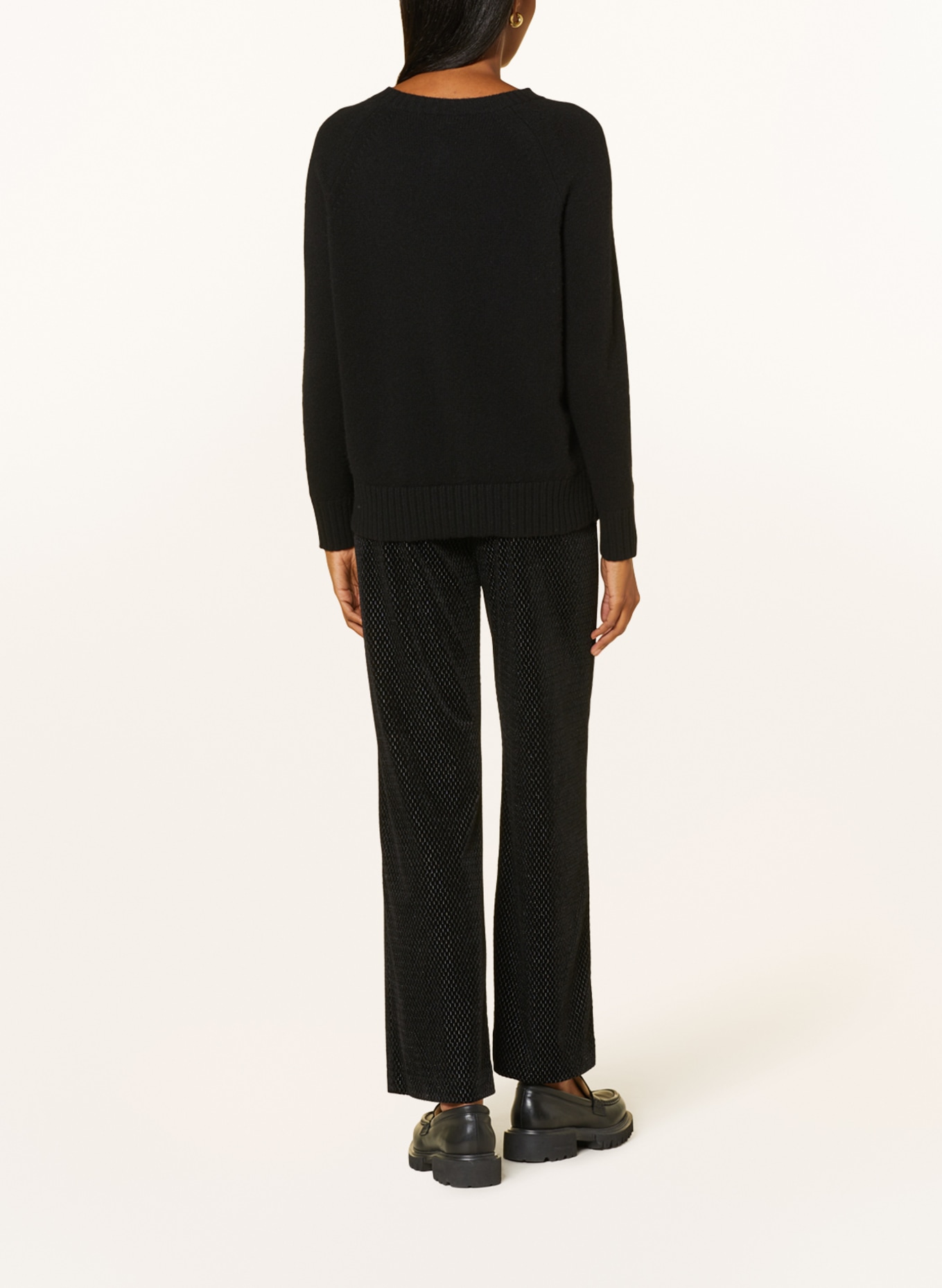 RAFFAELLO ROSSI Wide leg trousers ELAINE made of velvet with glitter thread, Color: BLACK (Image 3)