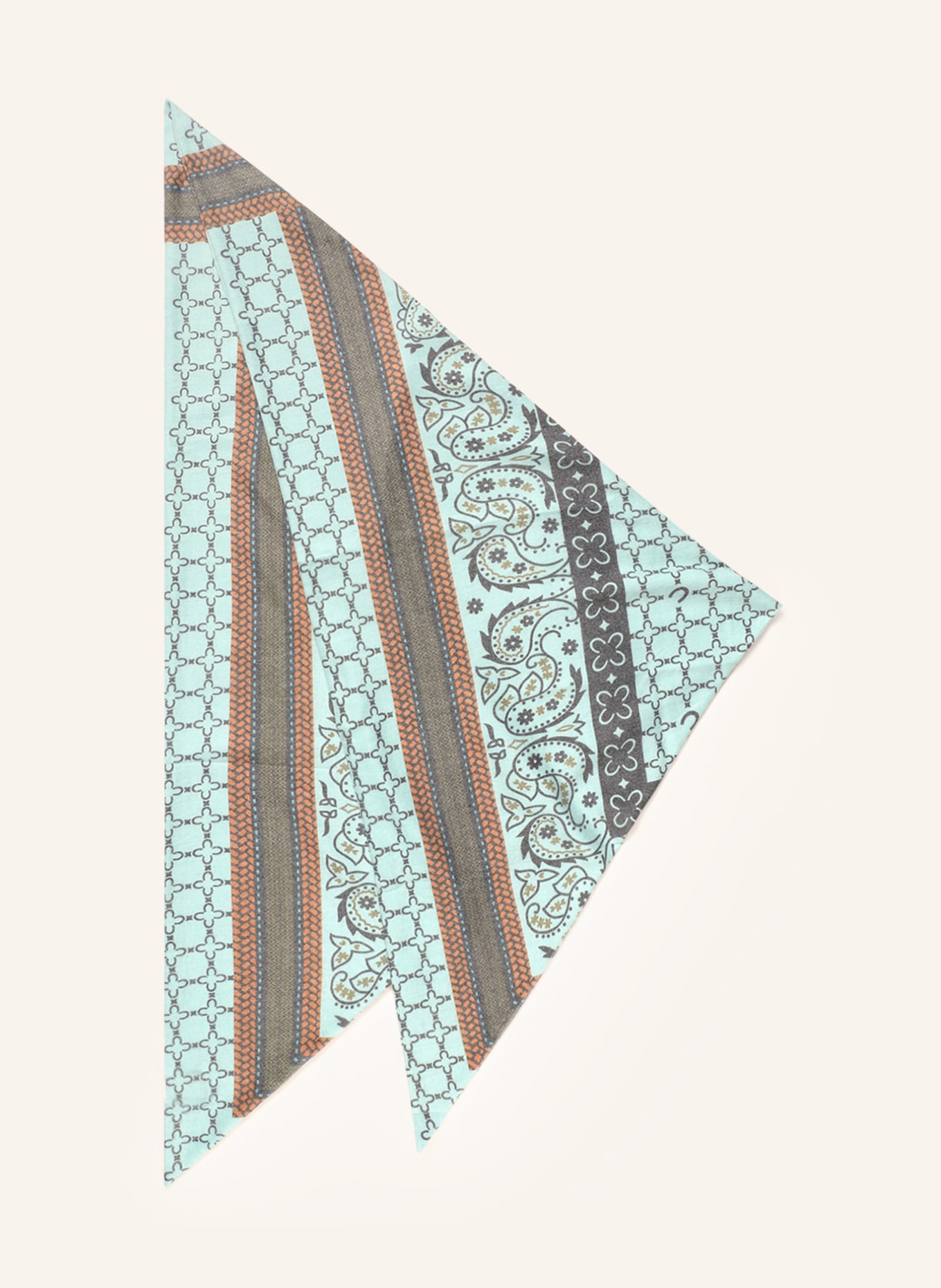 CODELLO Triangular scarf, Color: MINT/ ORANGE (Image 1)