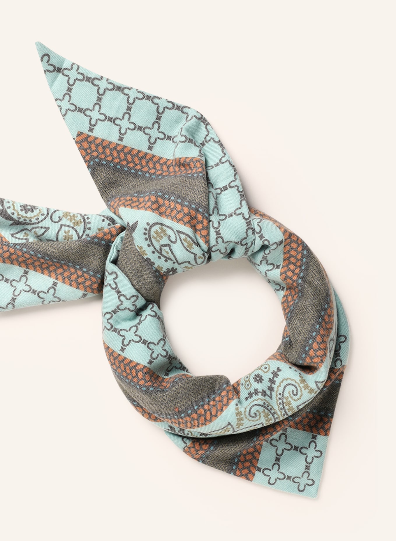 CODELLO Triangular scarf, Color: MINT/ ORANGE (Image 2)