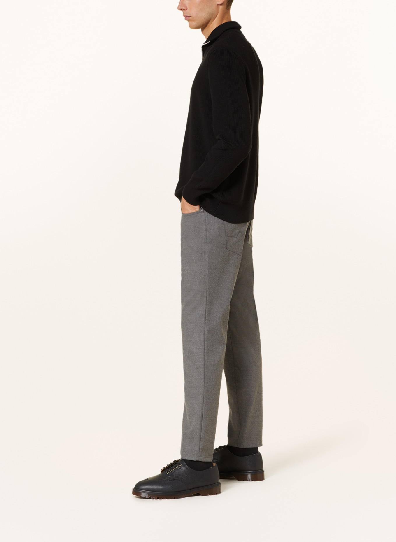 ALBERTO Spodnie flanelowe ROBIN tapered fit, Kolor: SZARY (Obrazek 4)