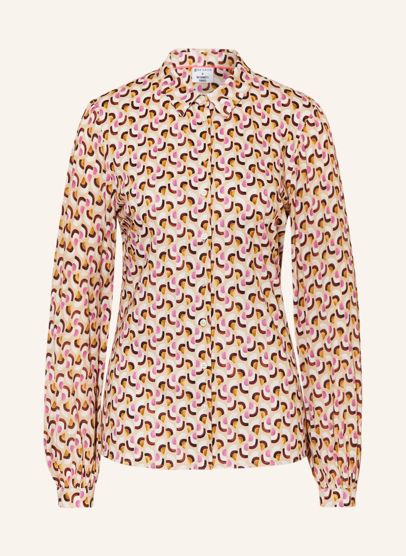 DESOTO Shirt blouse PIA, Color: CAMEL/ BEIGE/ PURPLE (Image 1)