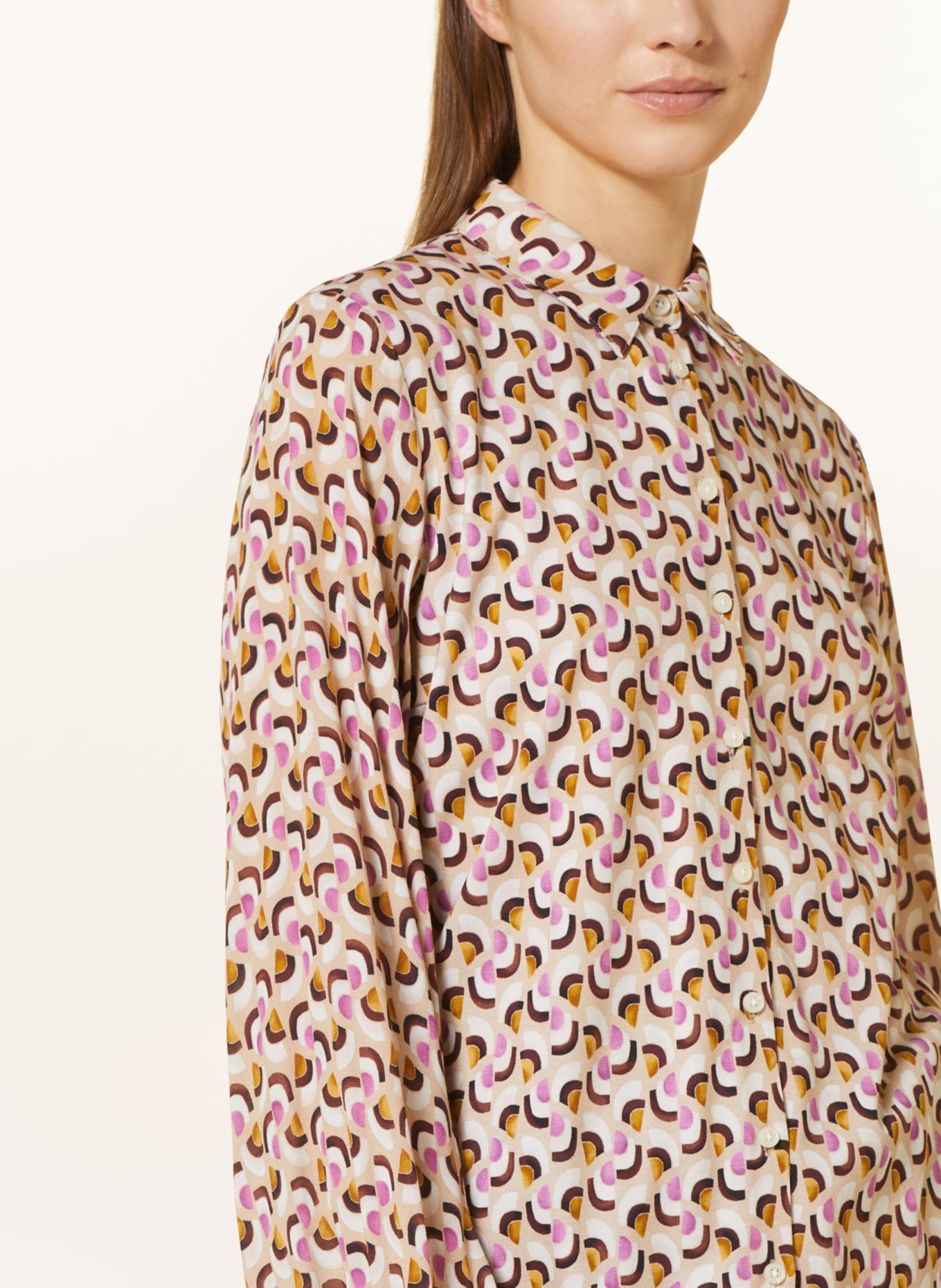 DESOTO Shirt blouse PIA, Color: CAMEL/ BEIGE/ PURPLE (Image 4)