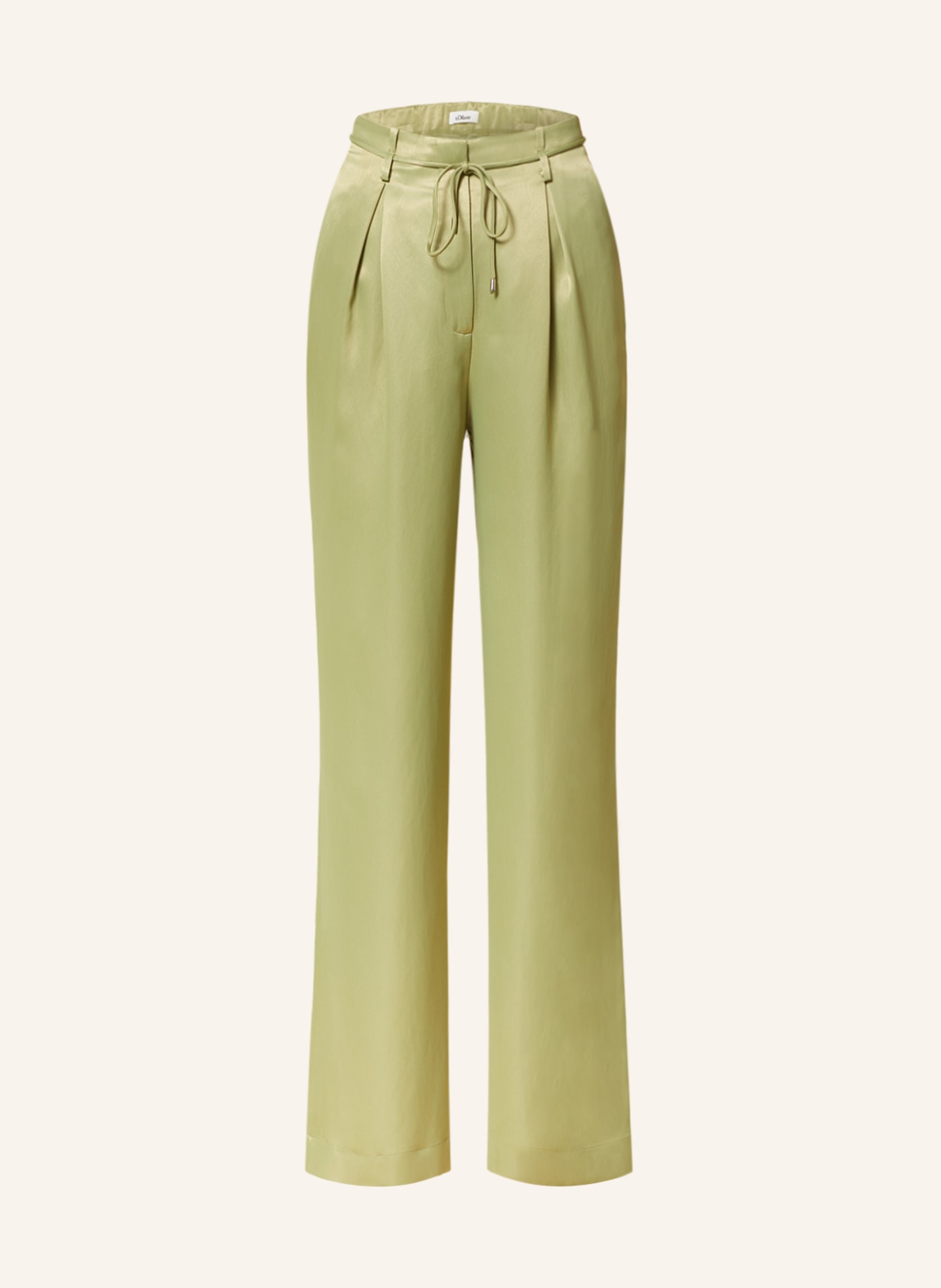 s.Oliver BLACK LABEL Satin trousers, Color: LIGHT GREEN (Image 1)