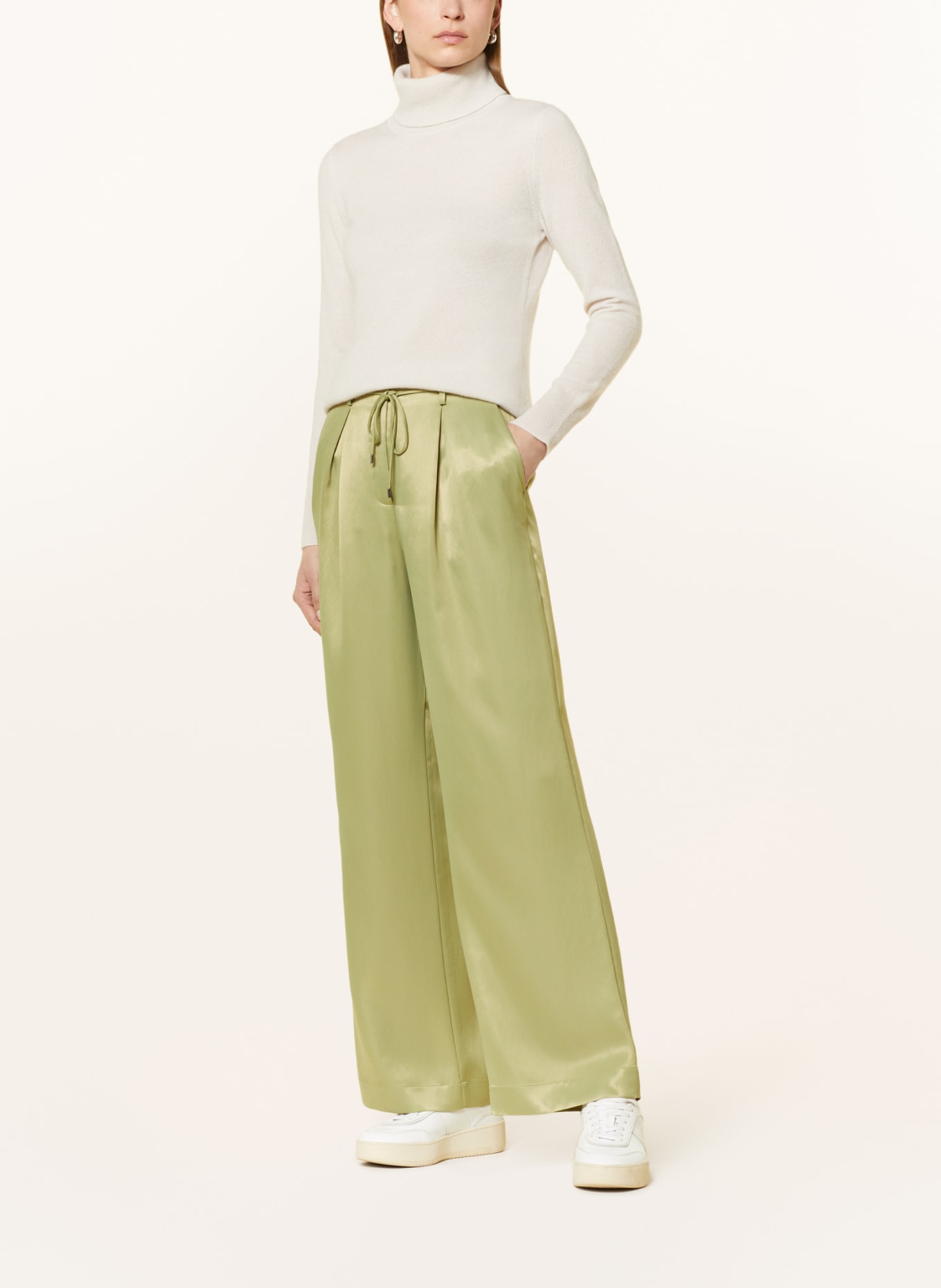 s.Oliver BLACK LABEL Satin trousers, Color: LIGHT GREEN (Image 2)