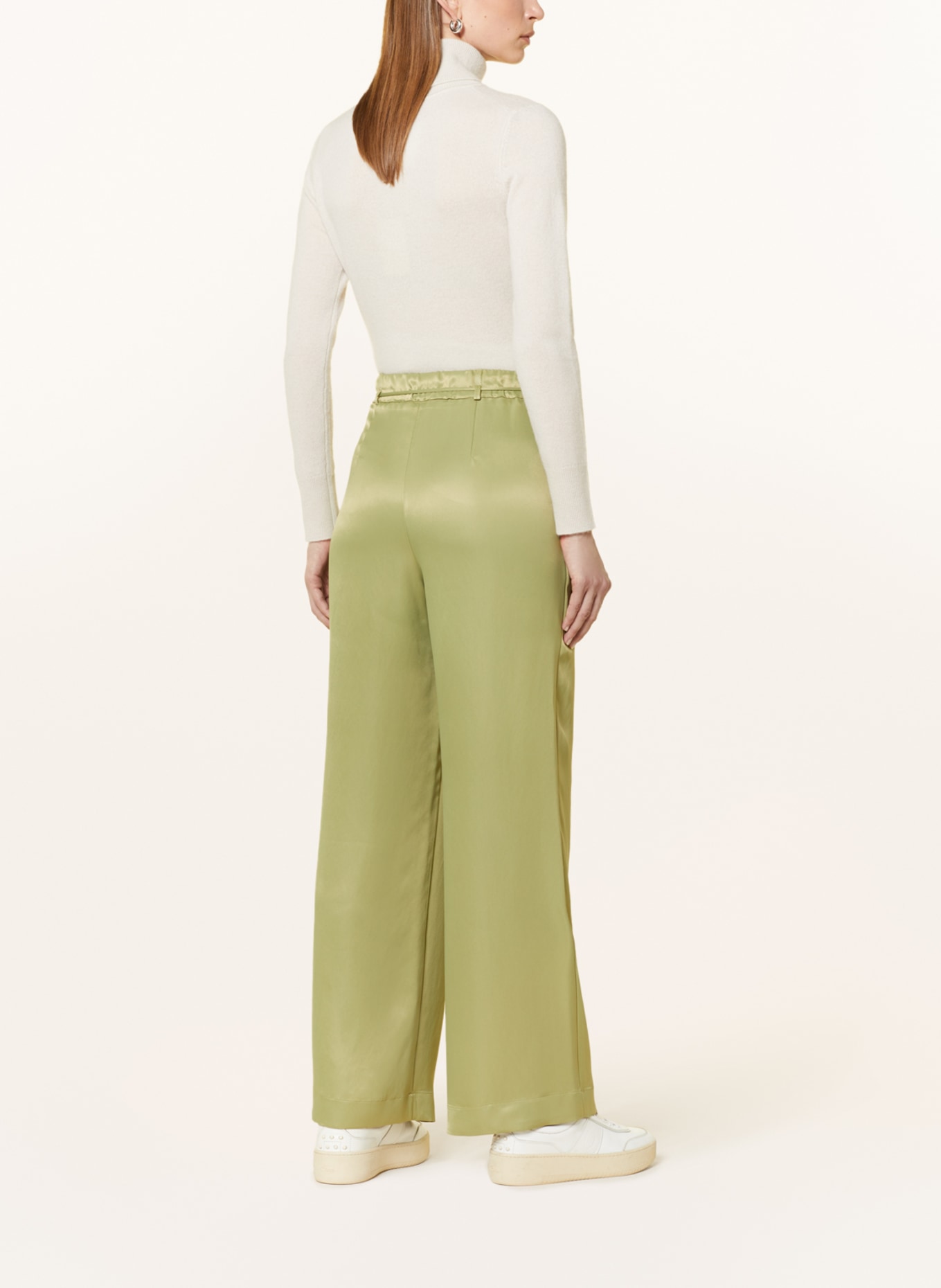 s.Oliver BLACK LABEL Satin trousers, Color: LIGHT GREEN (Image 3)