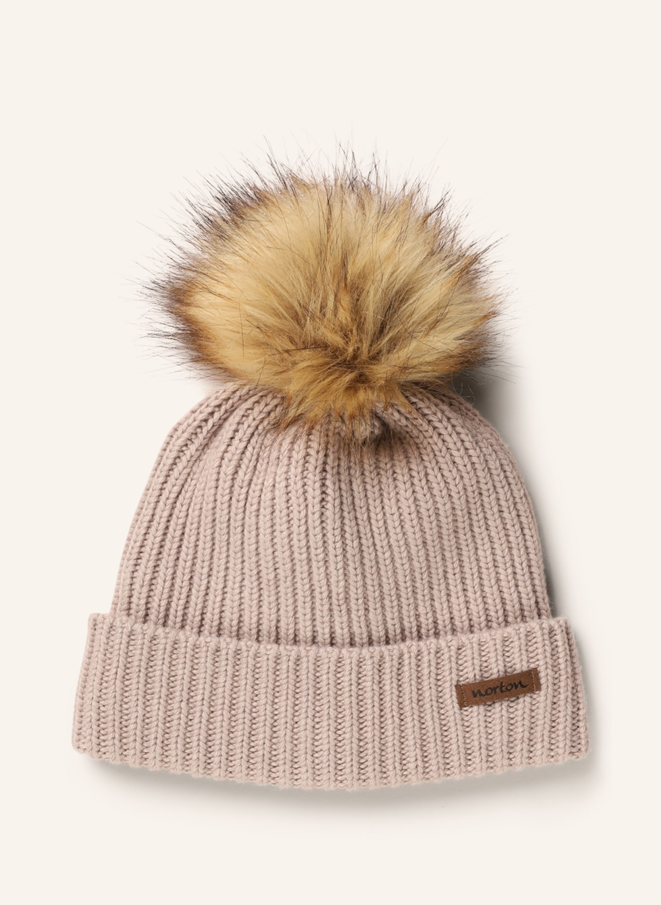 norton Hat with real fur bobble, Color: TAUPE (Image 1)