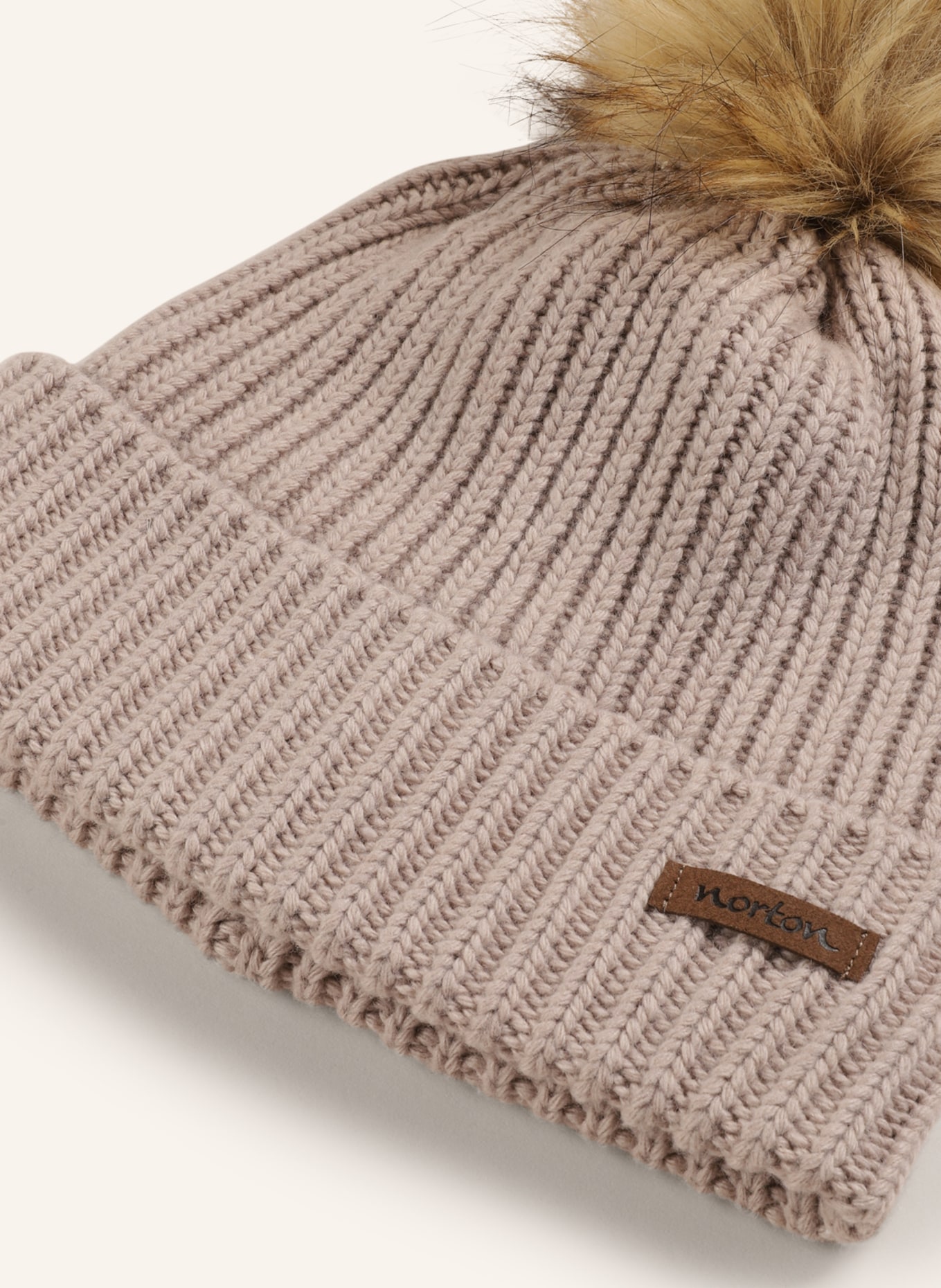 norton Hat with real fur bobble, Color: TAUPE (Image 2)