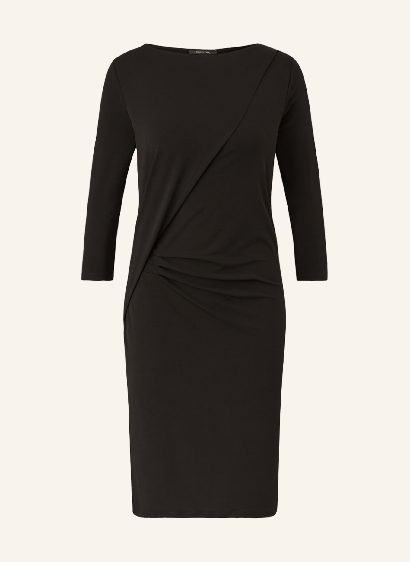 comma Jersey dress with 3/4 sleeves, Color: BLACK (Image 1)