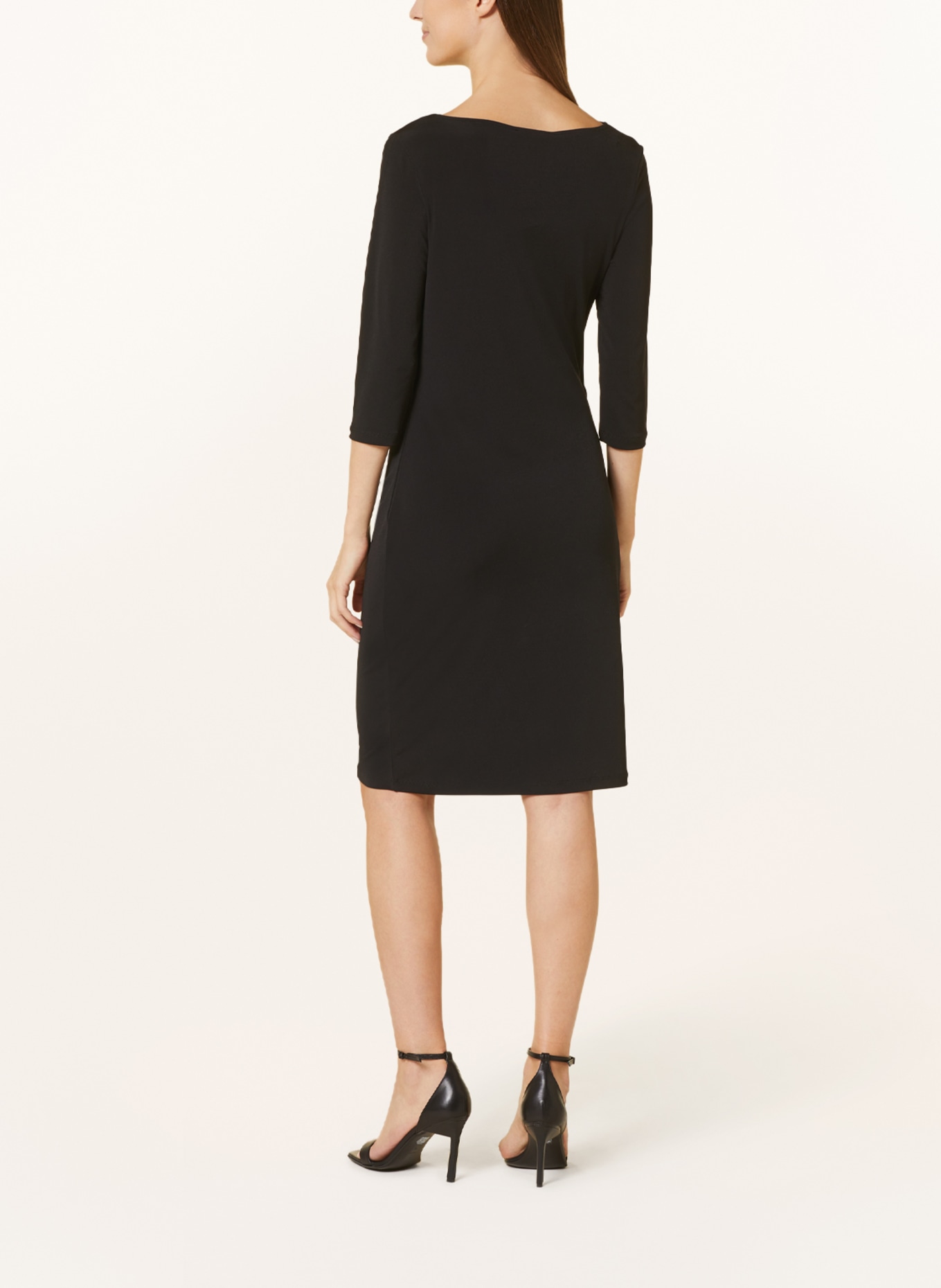 comma Jersey dress with 3/4 sleeves, Color: BLACK (Image 3)
