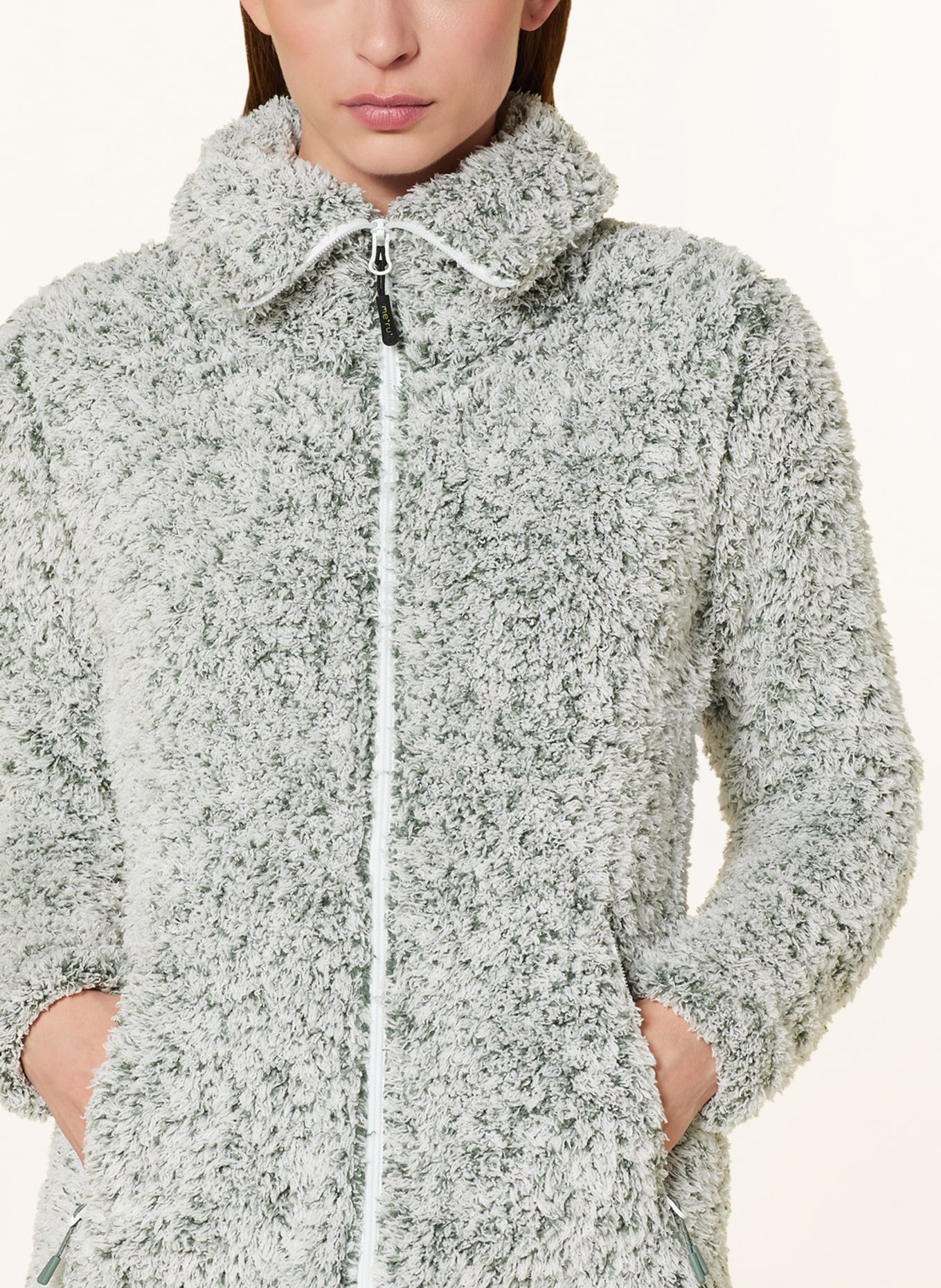 me°ru' Fleece jacket KURGAN, Color: WHITE/ GREEN (Image 4)