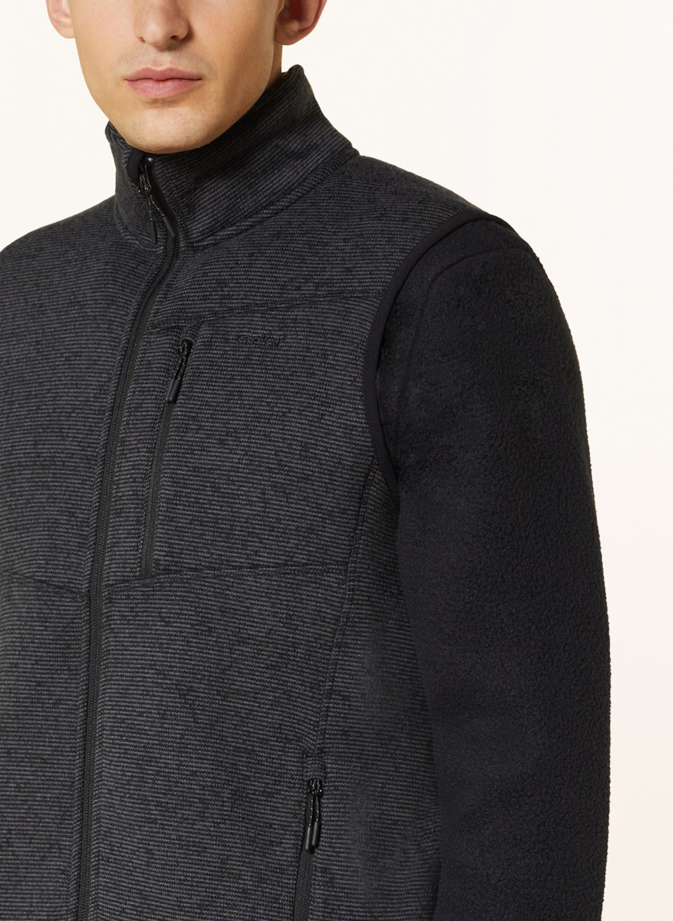 me°ru' Fleece vest BERGEN, Color: BLACK/ DARK GRAY (Image 4)