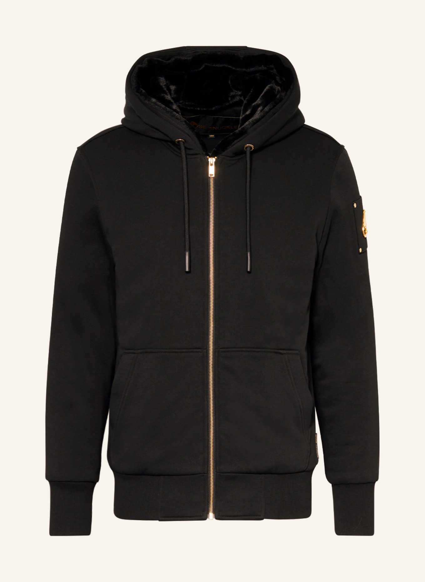 MOOSE KNUCKLES Bluza rozpinana LINDEN BUNNY z odpinanym sztucznym futrem: CZARNY