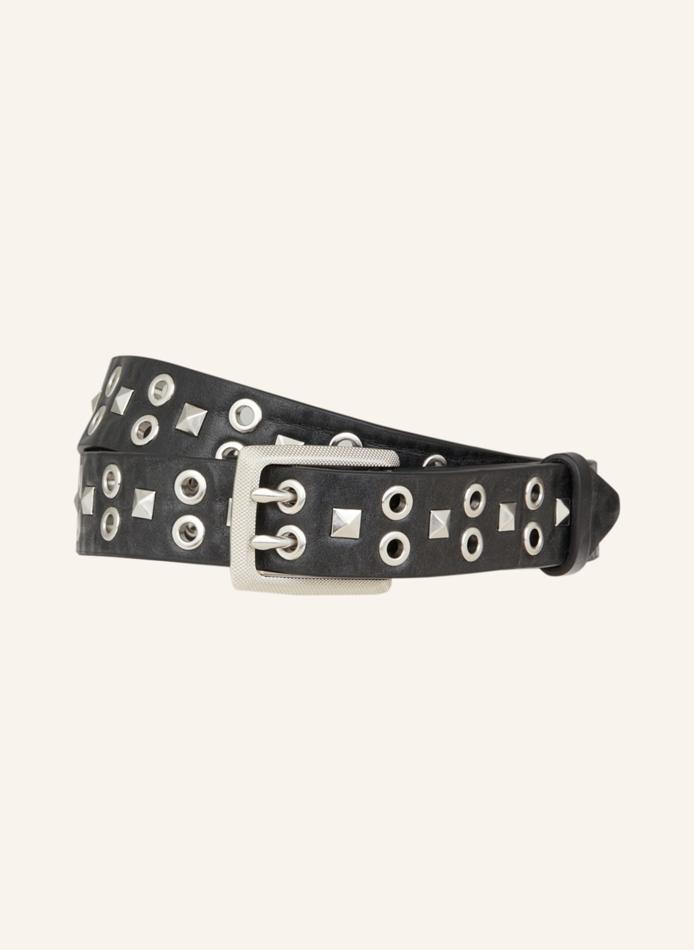 rag & bone Leather belt with rivets, Color: BLACK (Image 1)