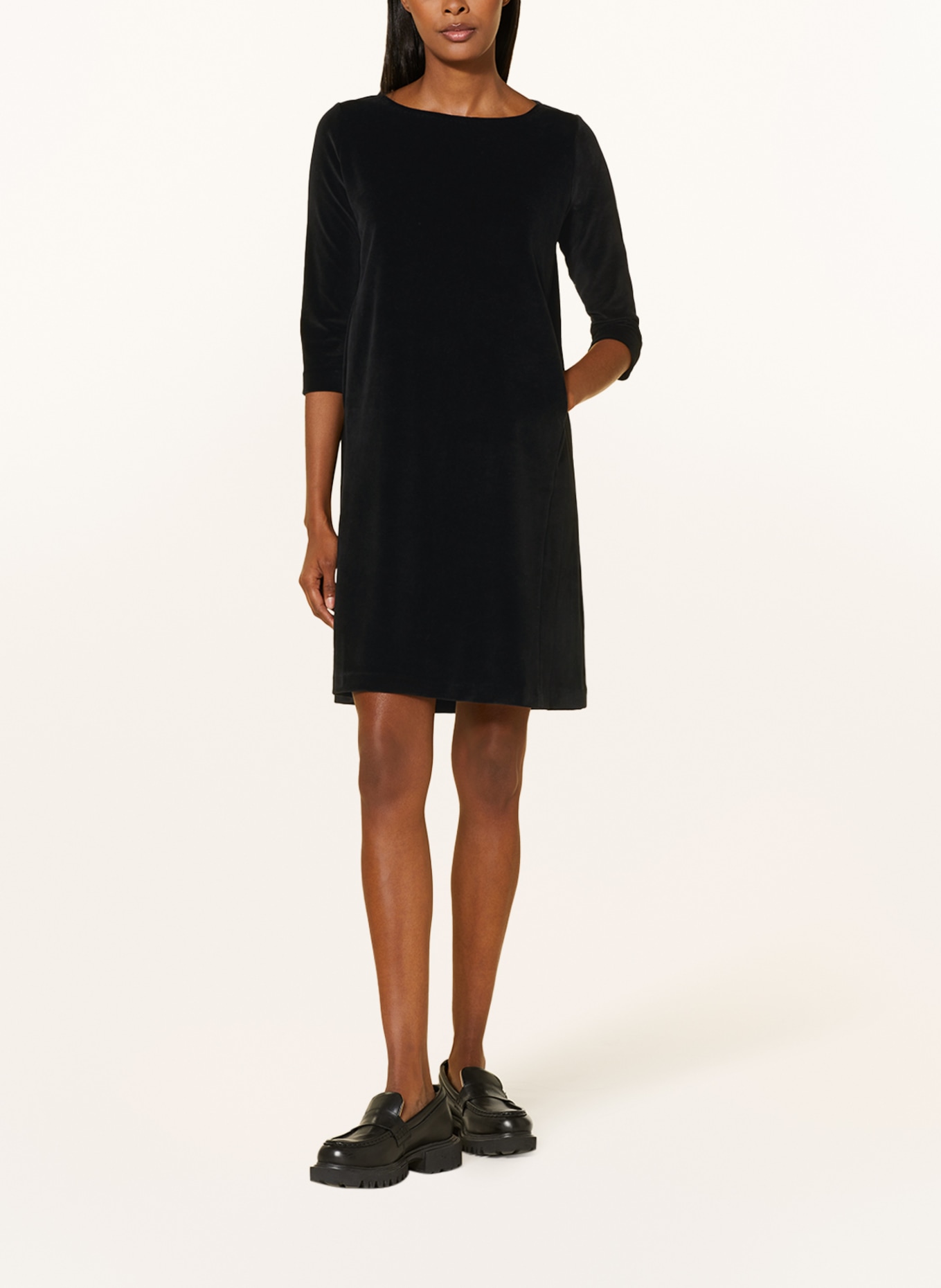 CIRCOLO 1901 Velvet dress with 3/4 sleeves, Color: BLACK (Image 2)