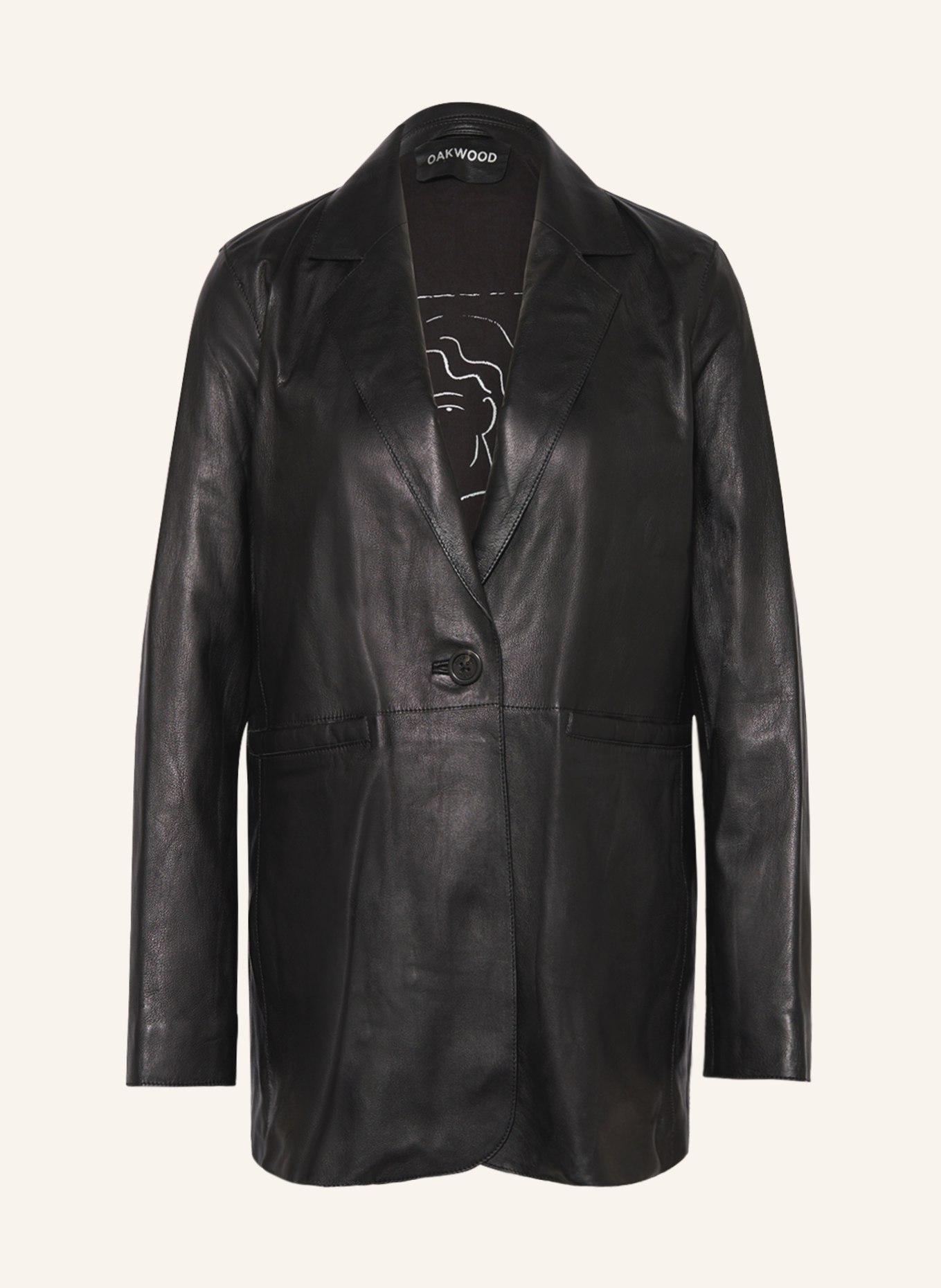 OAKWOOD Leather blazer SISAL, Color: BLACK (Image 1)