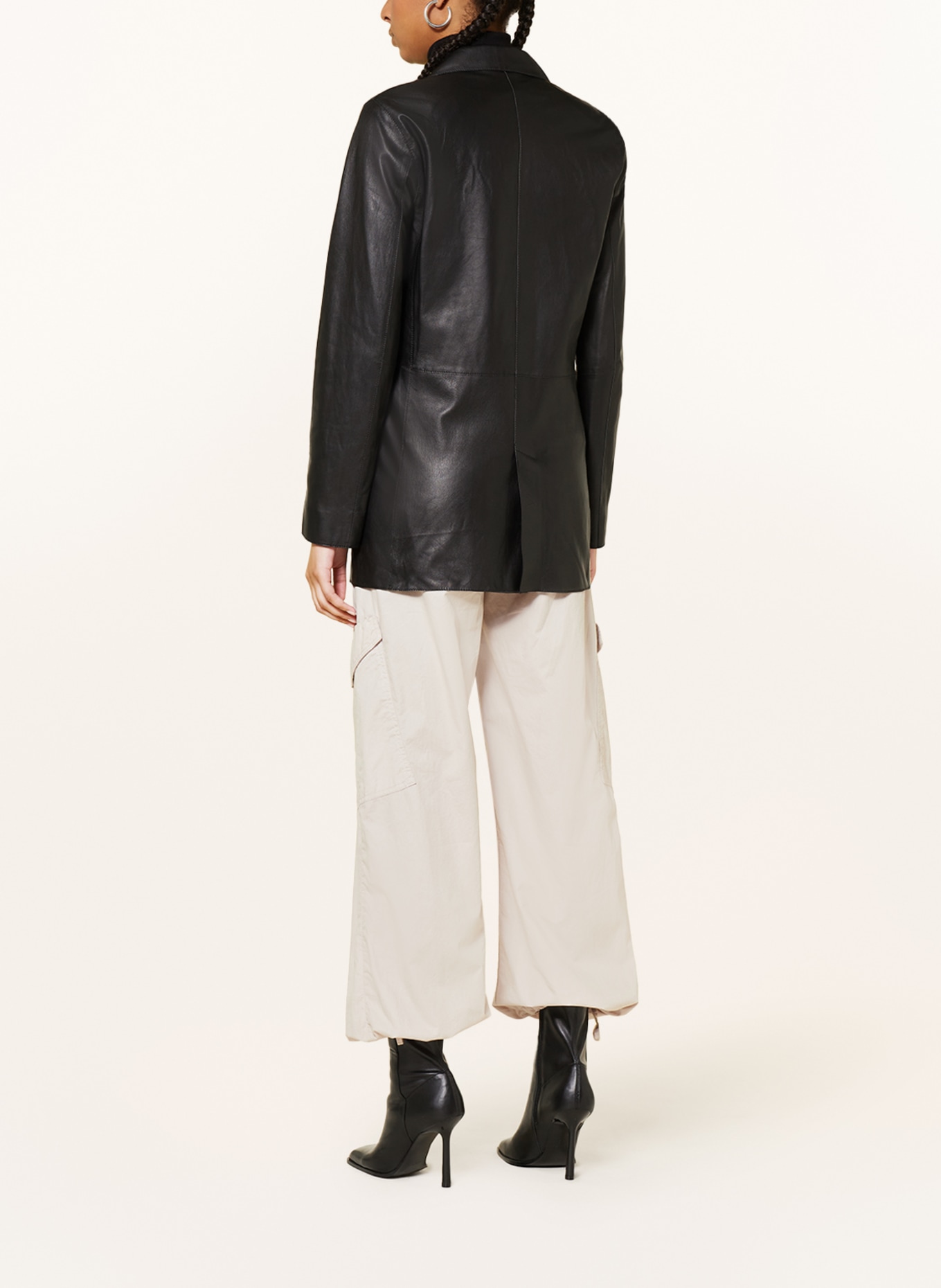 OAKWOOD Leather blazer SISAL, Color: BLACK (Image 3)