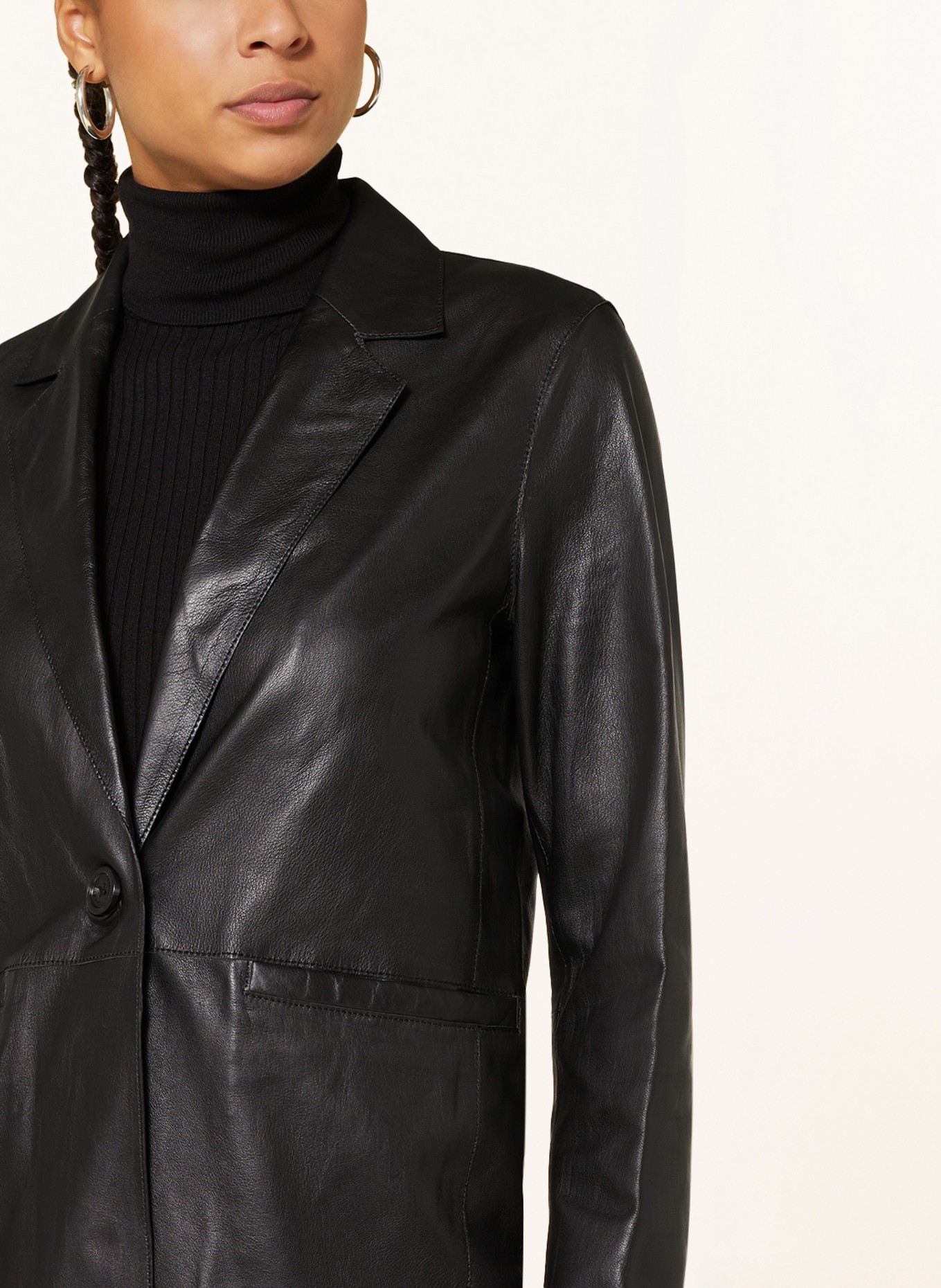 OAKWOOD Leather blazer SISAL, Color: BLACK (Image 4)