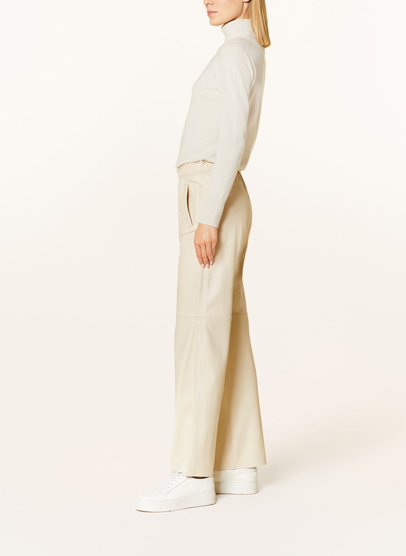 OAKWOOD Leather trousers URANUS, Color: ECRU (Image 4)