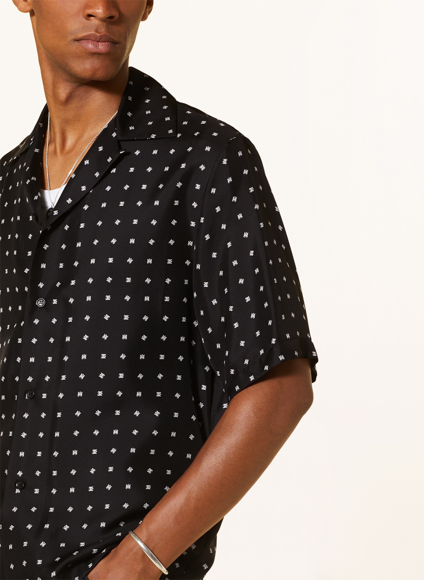 AMIRI Resort shirt comfort fit in silk, Color: BLACK/ WHITE (Image 5)
