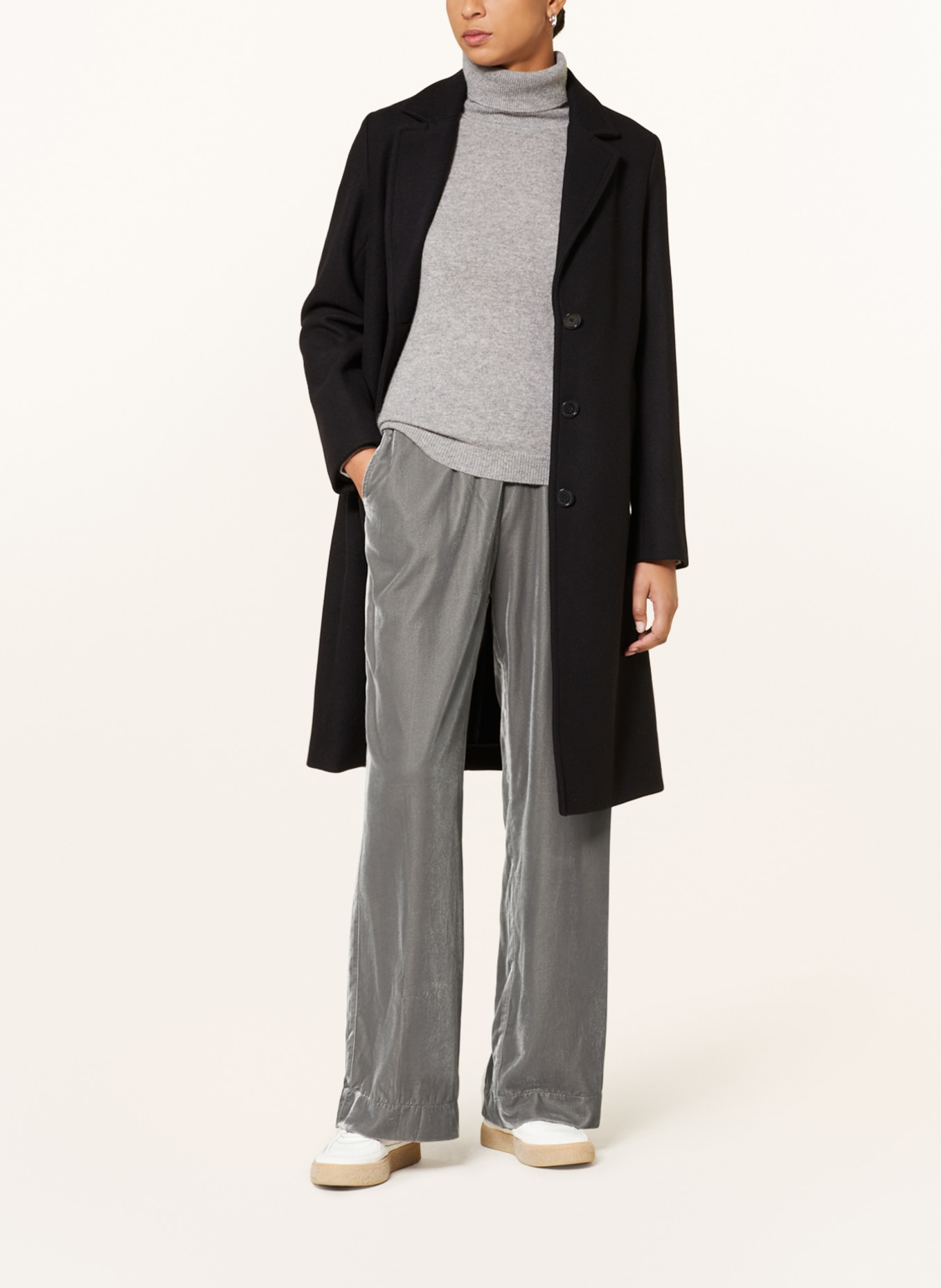 darling harbour Wide leg trousers made of velvet, Color: GRAY (Image 2)