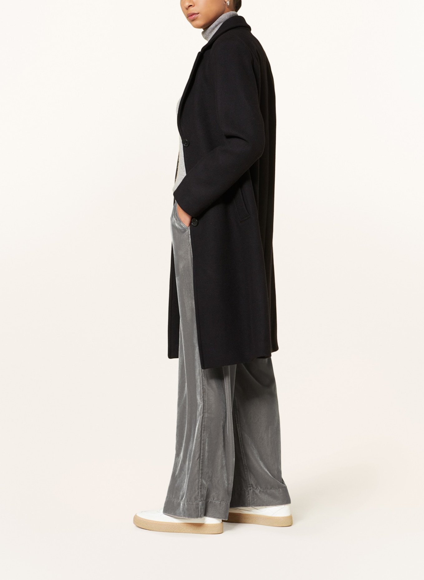 darling harbour Wide leg trousers made of velvet, Color: GRAY (Image 4)