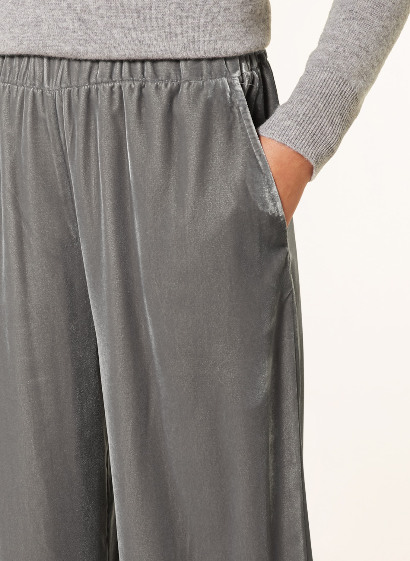 darling harbour Wide leg trousers made of velvet, Color: GRAY (Image 5)