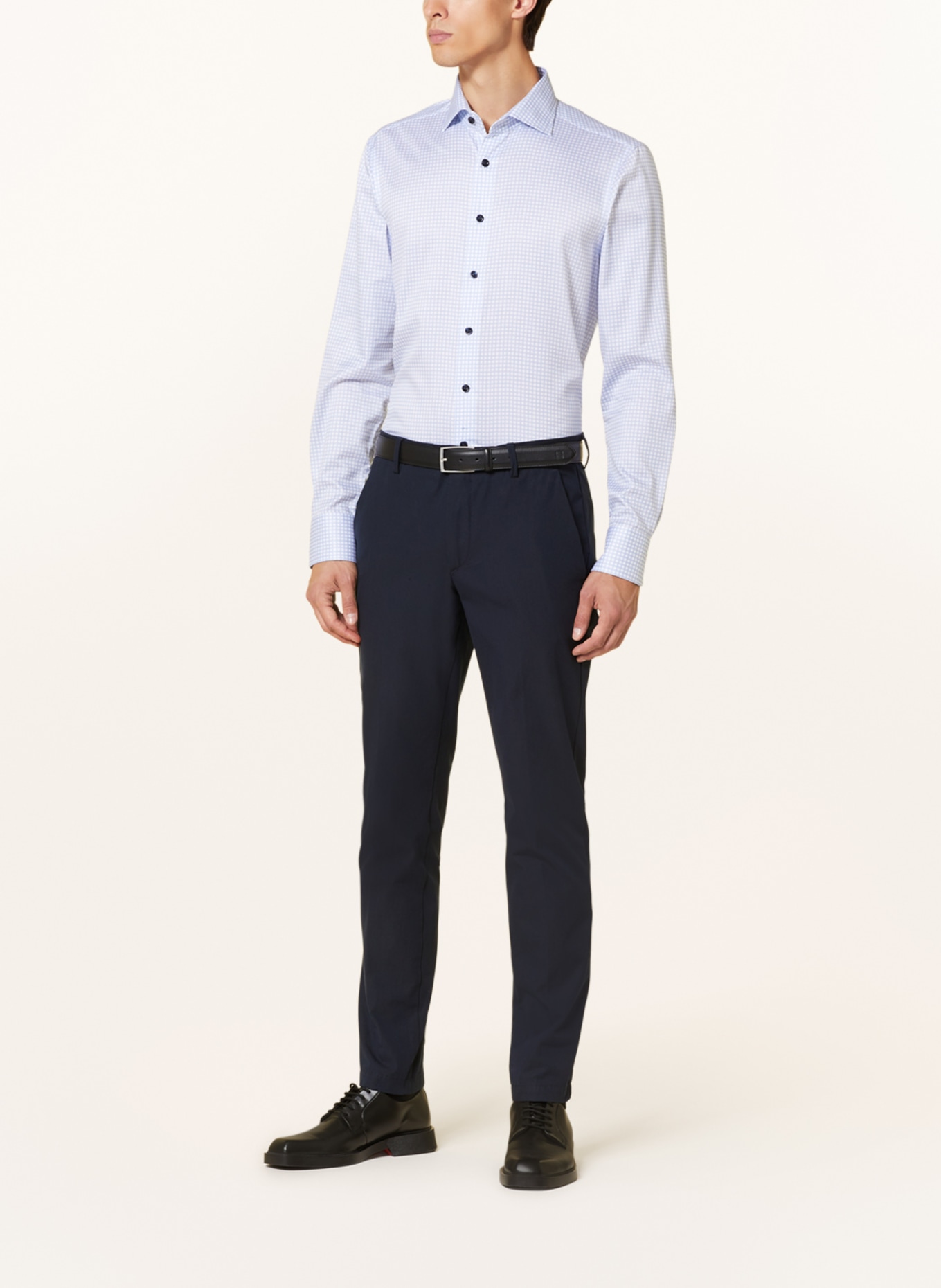 OLYMP SIGNATURE Hemd slim fit in weiss/ hellblau | Breite Krawatten