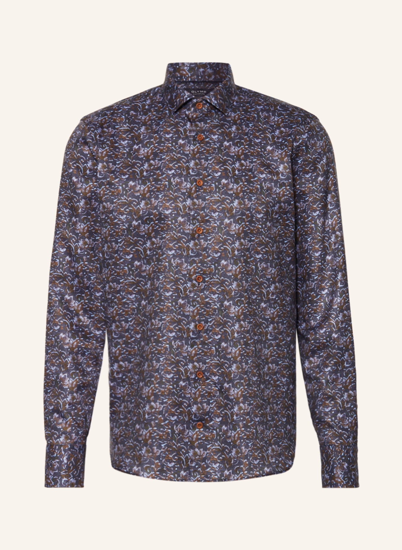 OLYMP SIGNATURE Hemd tailored fit, Farbe: DUNKELBLAU/ BRAUN/ HELLBLAU (Bild 1)