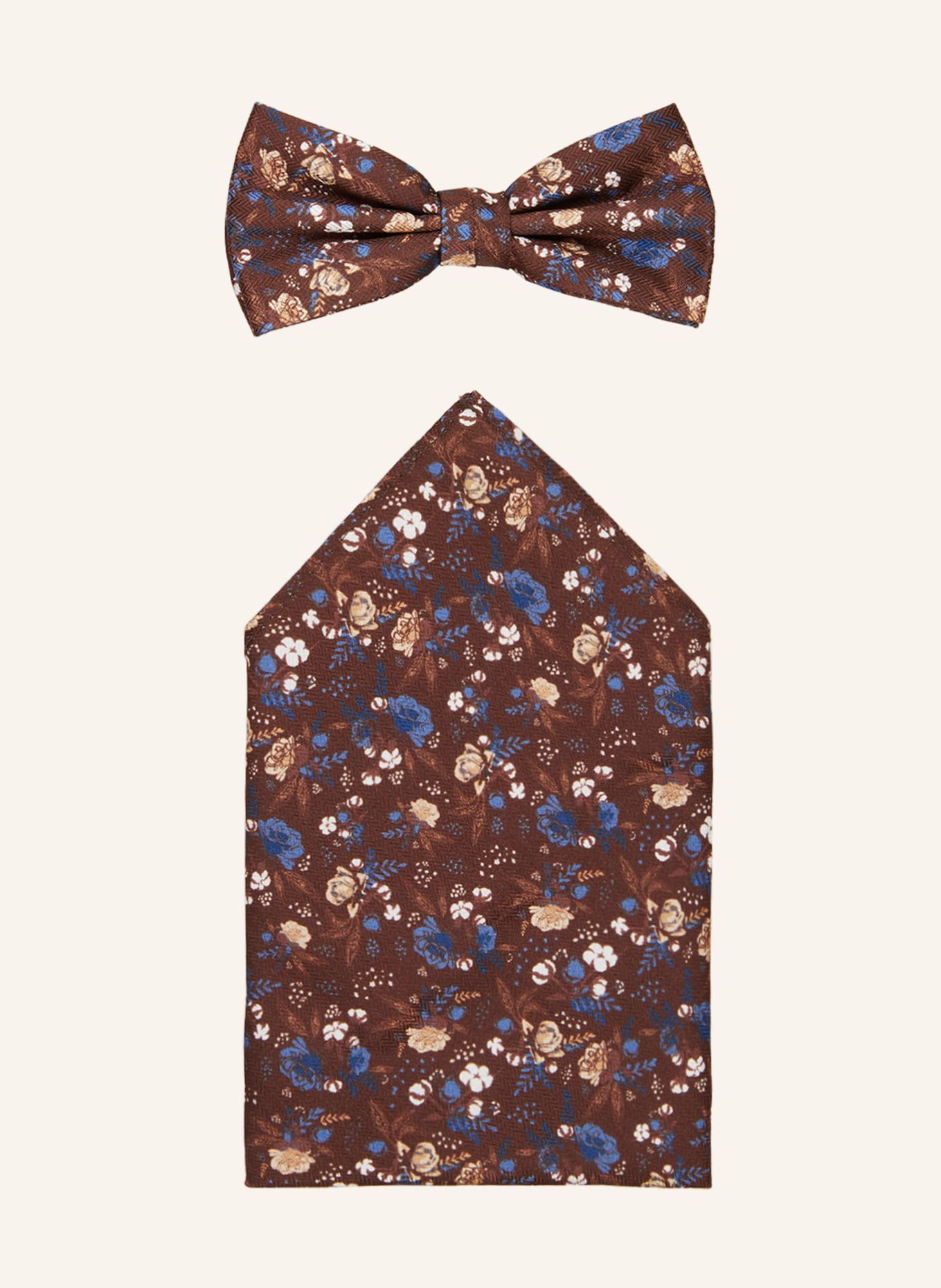Prince BOWTIE Set: Bow tie and pocket square, Color: BROWN (Image 1)