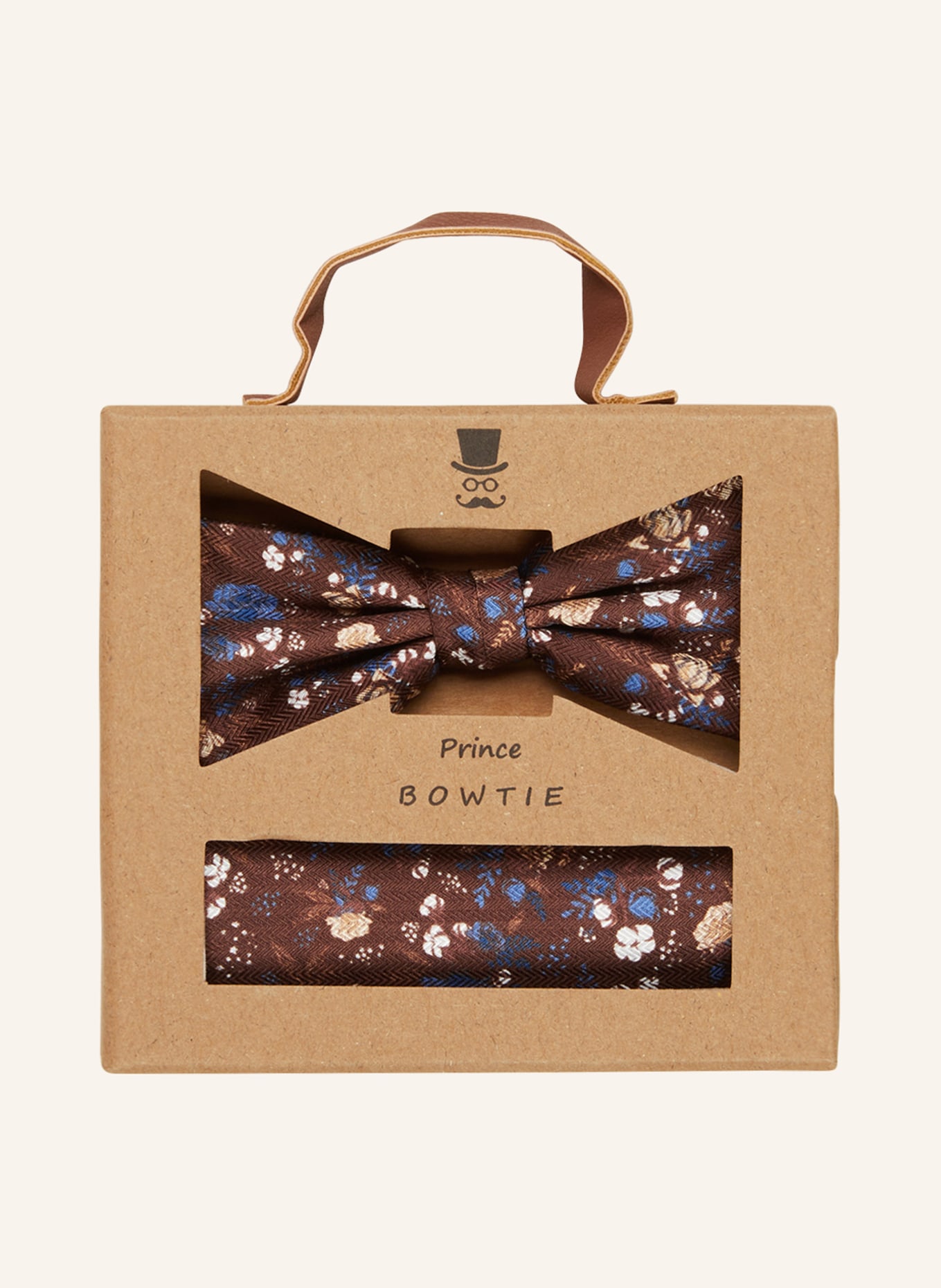 Prince BOWTIE Set: Bow tie and pocket square, Color: BROWN (Image 5)