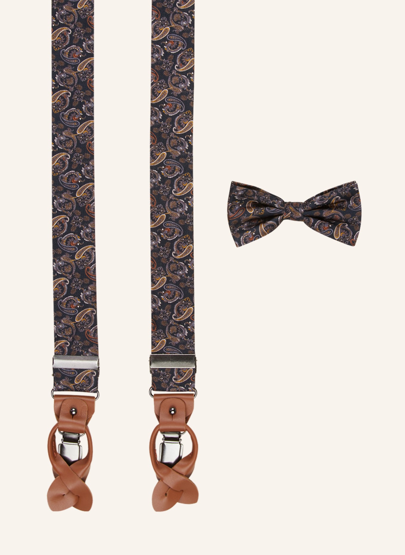 Prince BOWTIE Set: Bow tie and suspenders, Color: DARK BLUE (Image 1)
